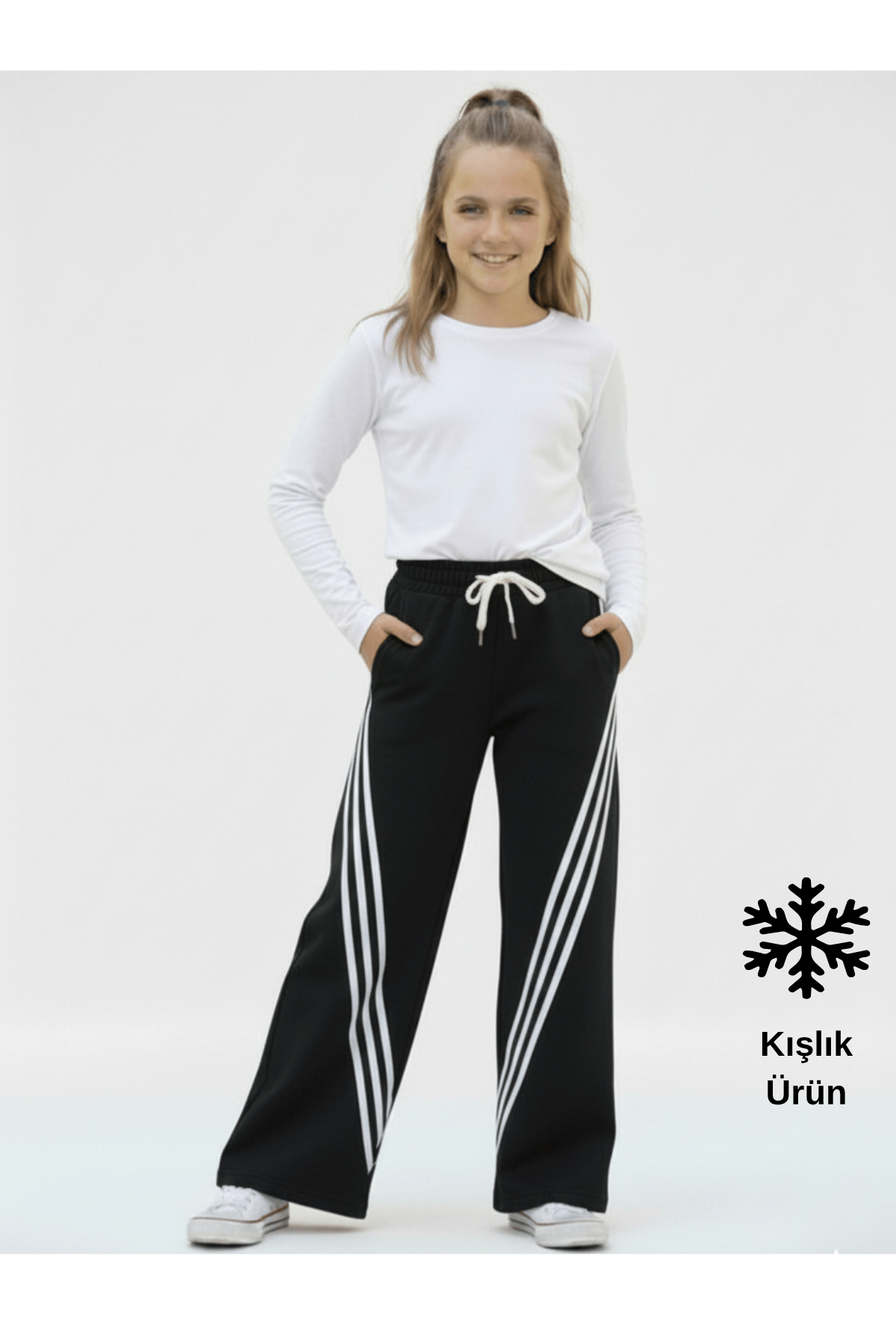 Kız Çocuk Kalın Kışlık İçi Tüylü Eşofman Alt