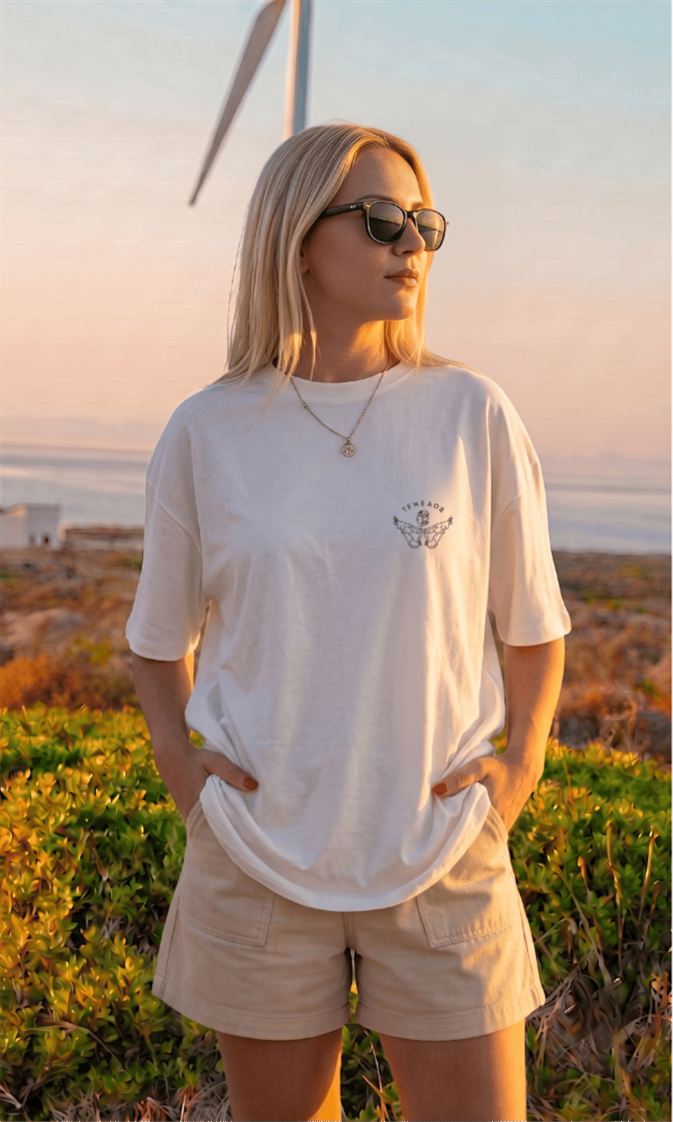 TENEDOS OVERSİZE T-SHIRT EKRU