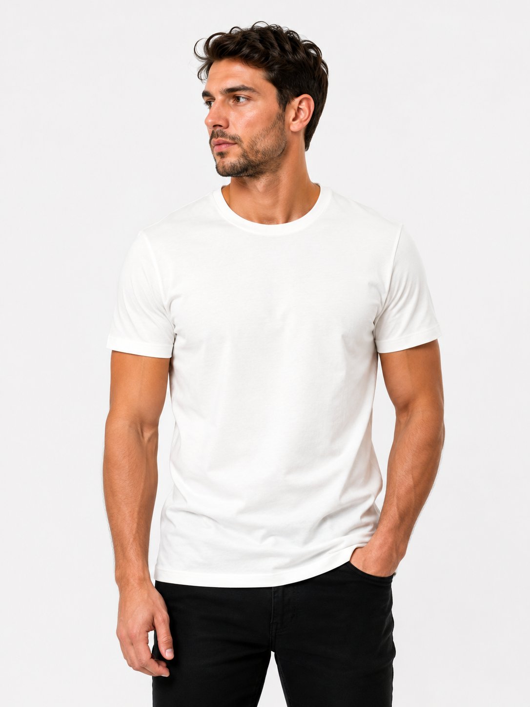 RB Ekru Bisiklet Yaka T-shirt