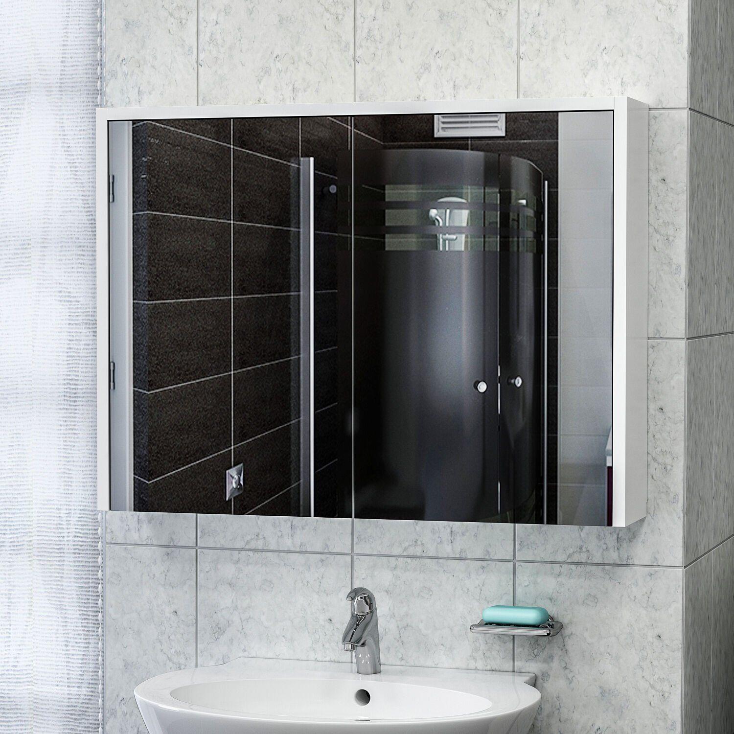 Bade Asma 80 Cm Aynalı Banyo Dolabı - Beyaz