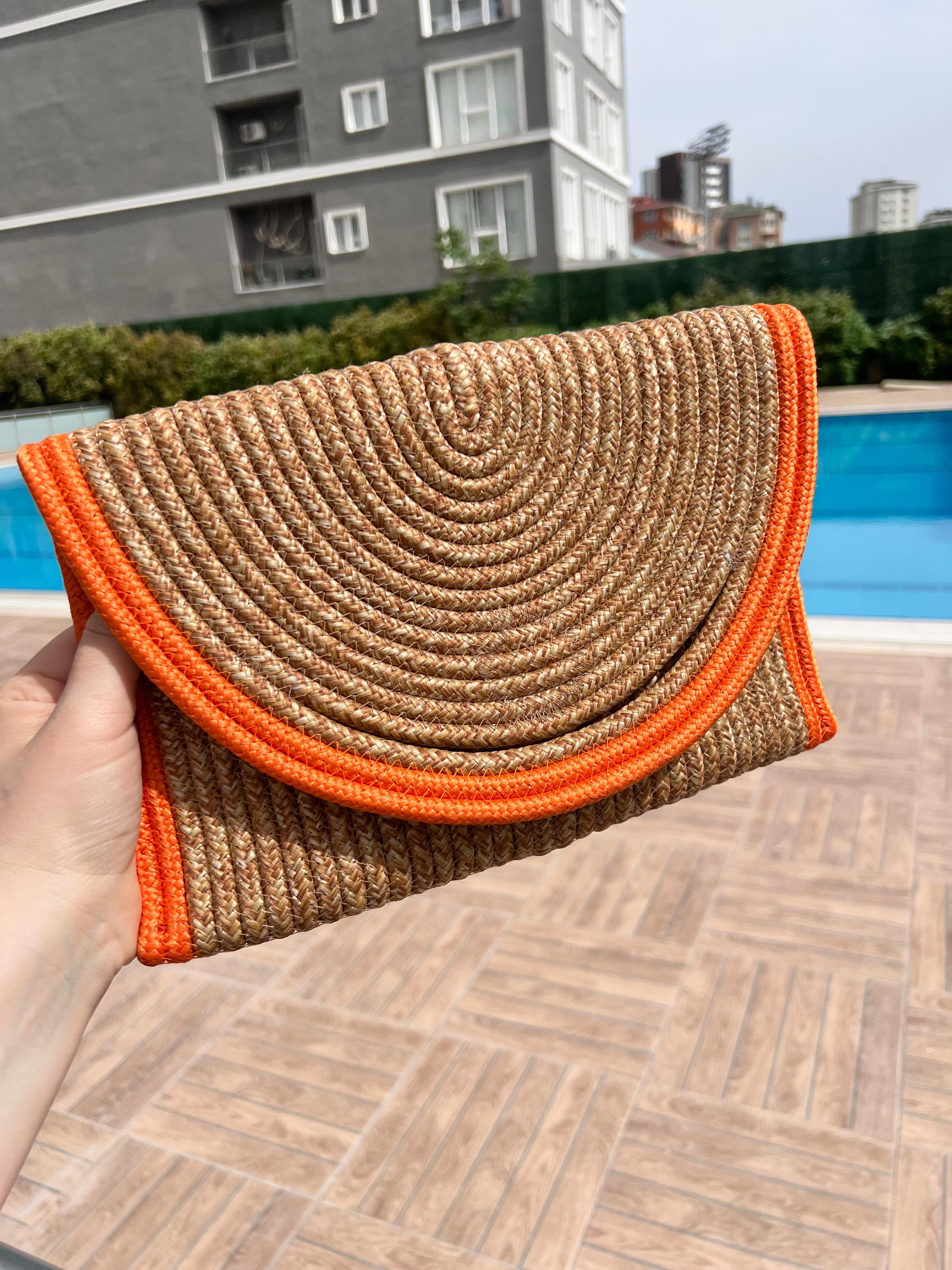 Hasır Çanta - Turuncu