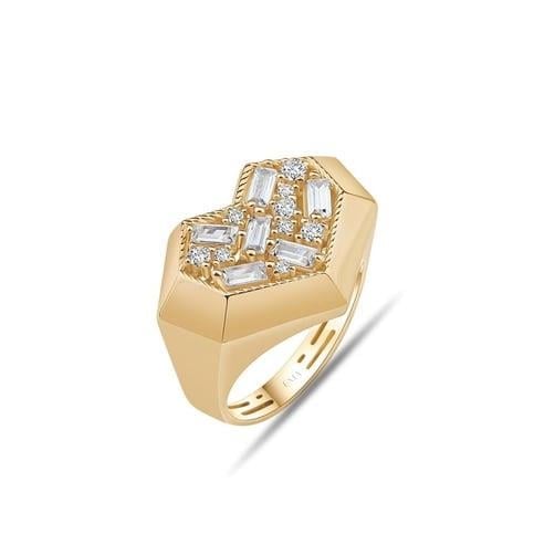 Baguette Stone Heart Ring