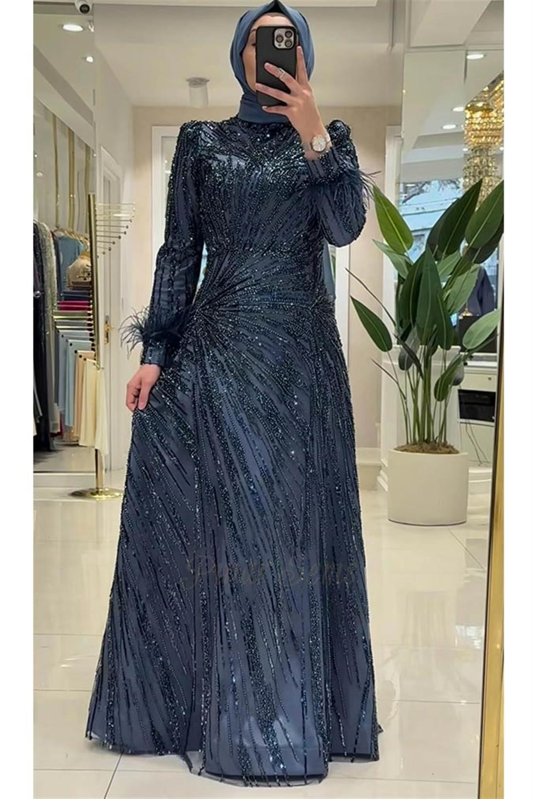 Pınar Şems Ahenk Abiye İndigo
