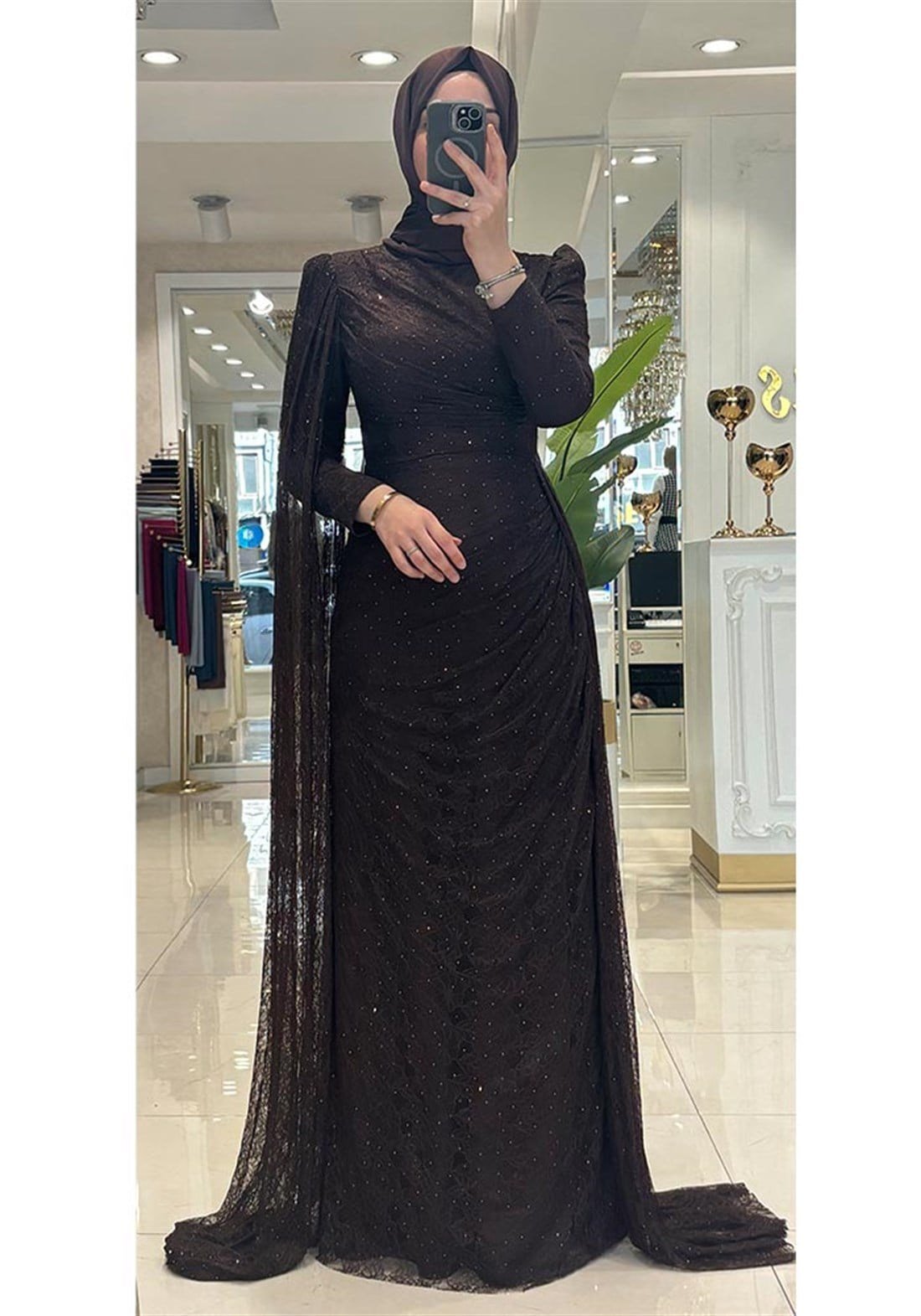 Pınar Şems Özdil Abiye Kahverengi