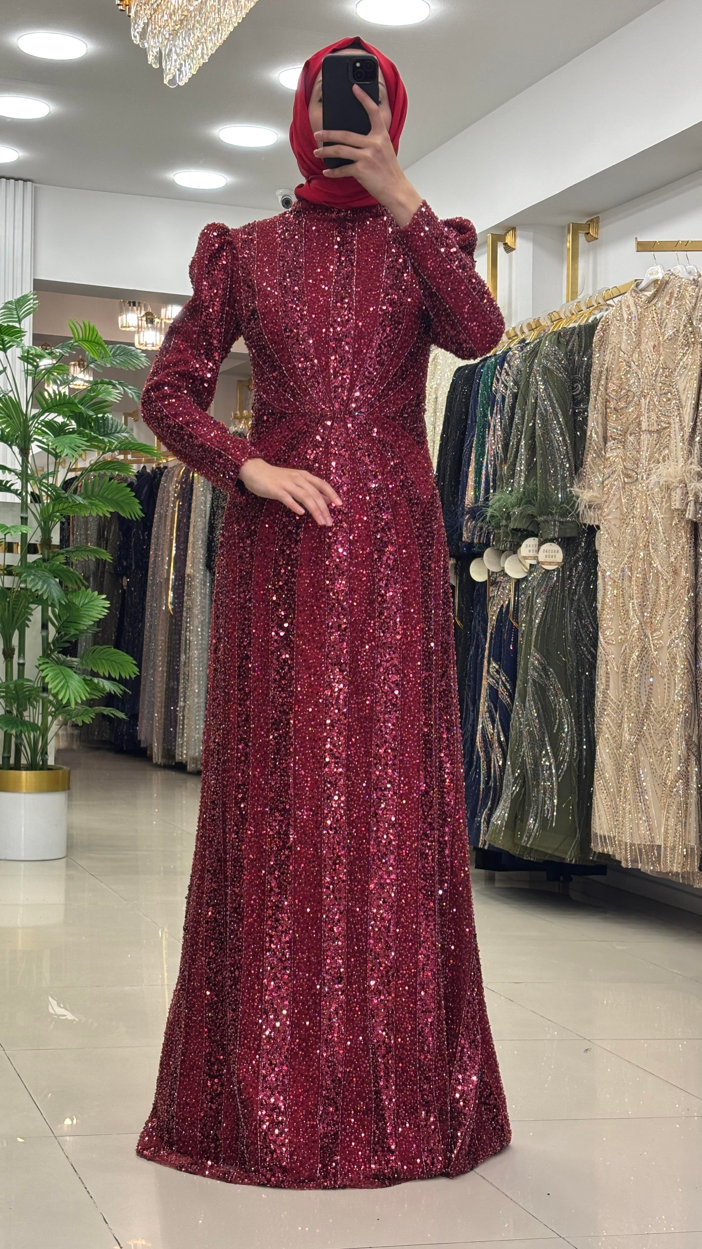 Pınar Şems Rahşan Abiye Bordo