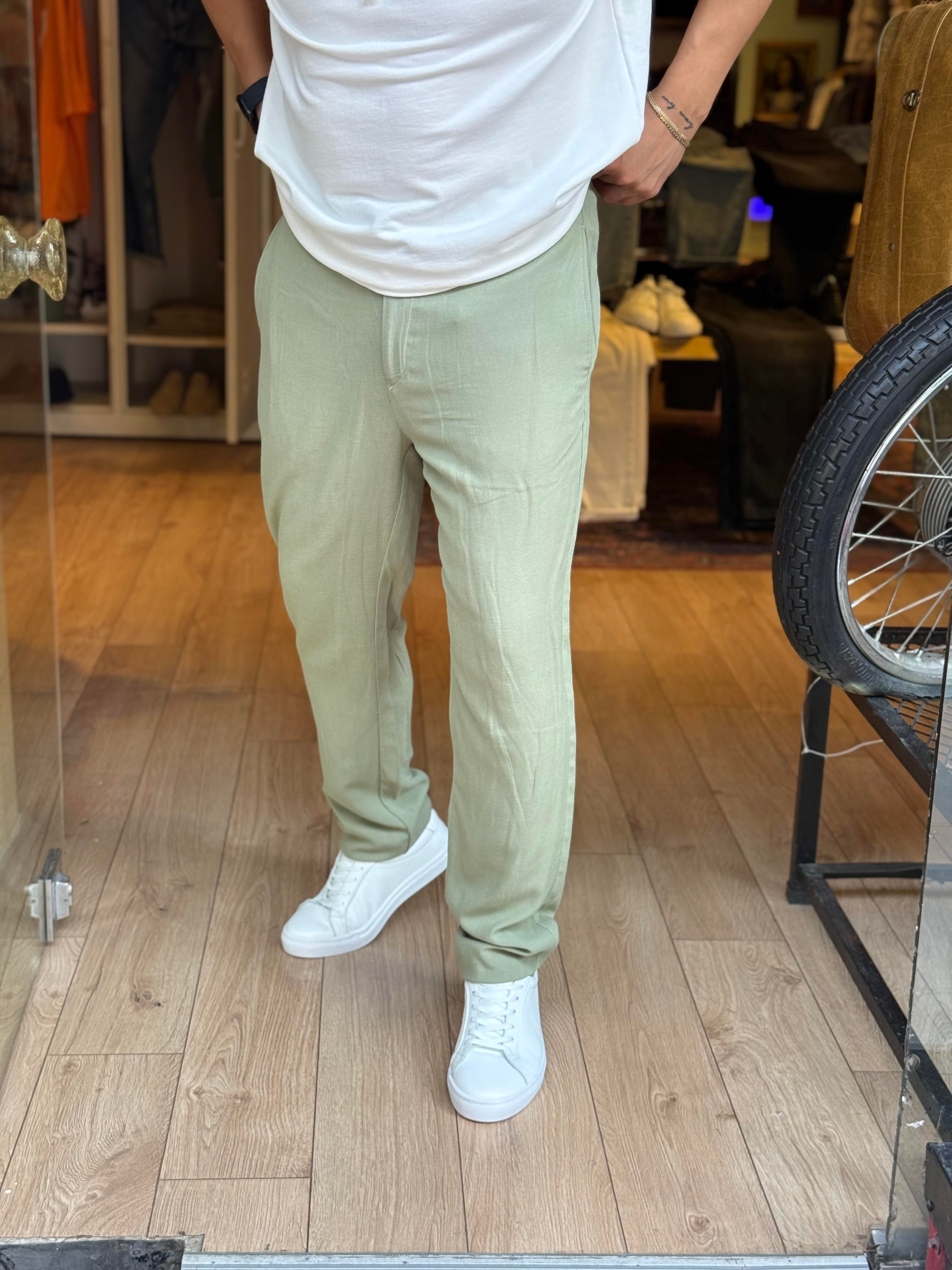 Keten Pantolon Yeşil