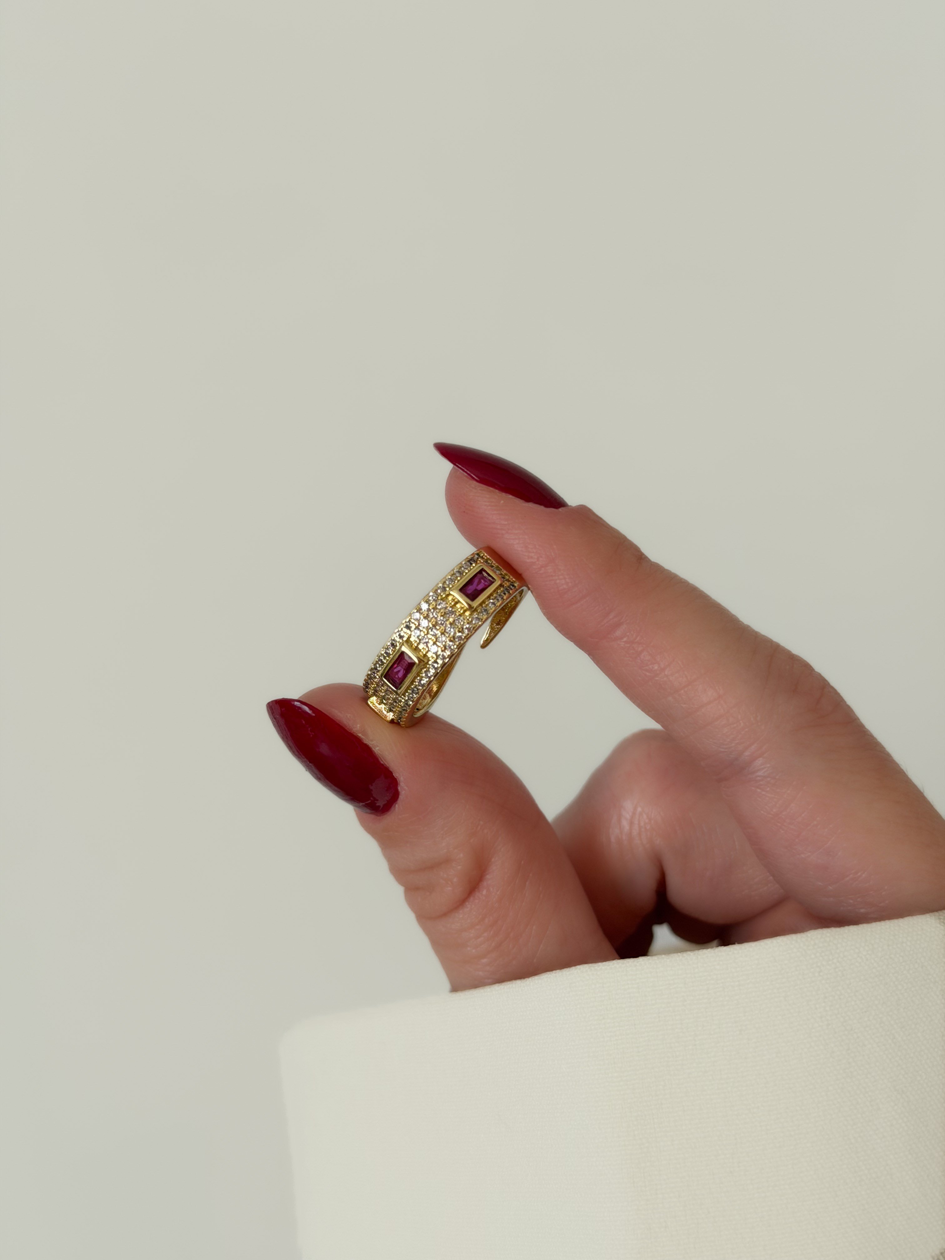 Berry Luxe Fuşya Taş Yüzük