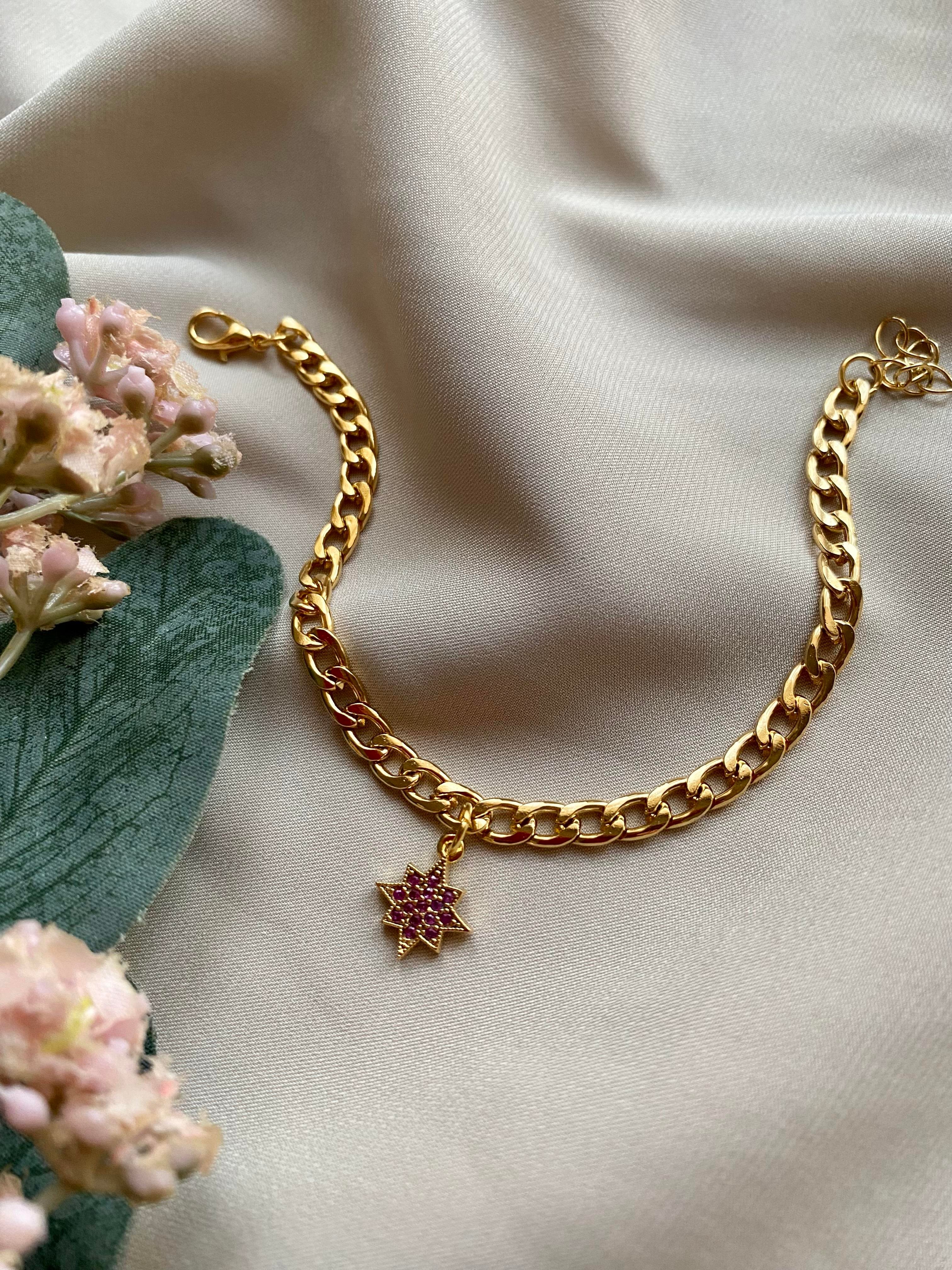Fuşya Taşlı Kutup Yıldızı Charm