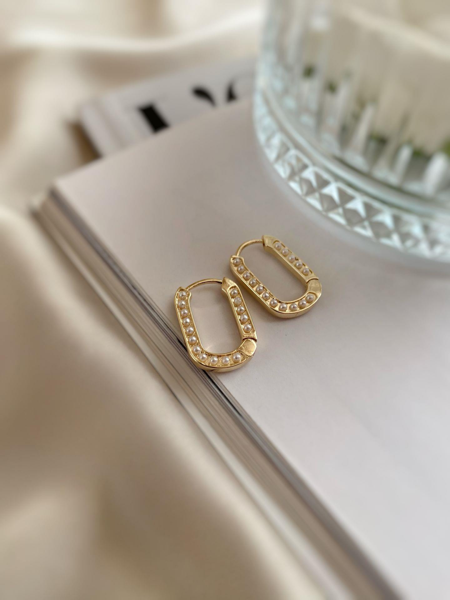 İncili Gold Küpe