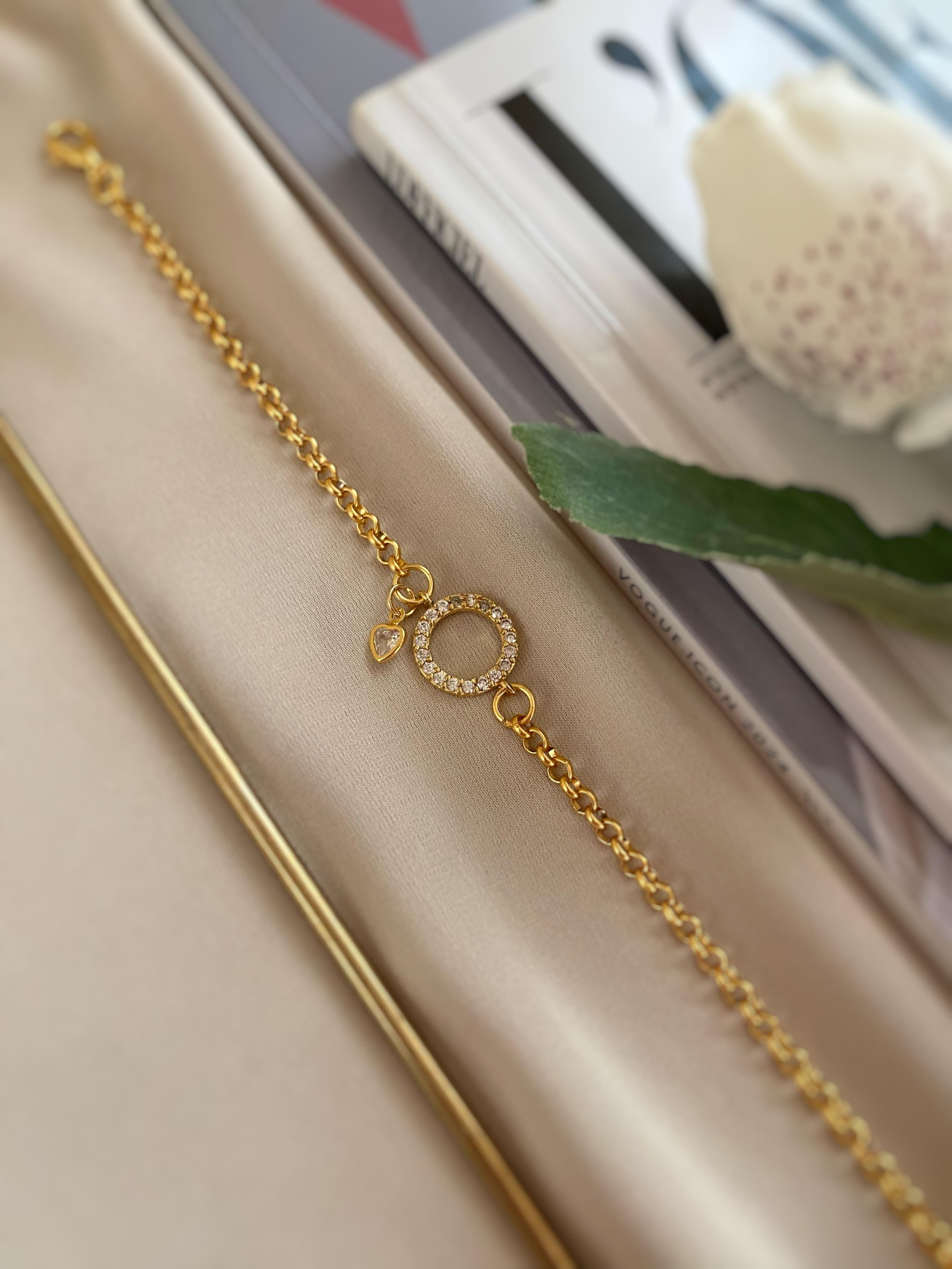 Luna | Zirkon Kalp Charm Bileklik