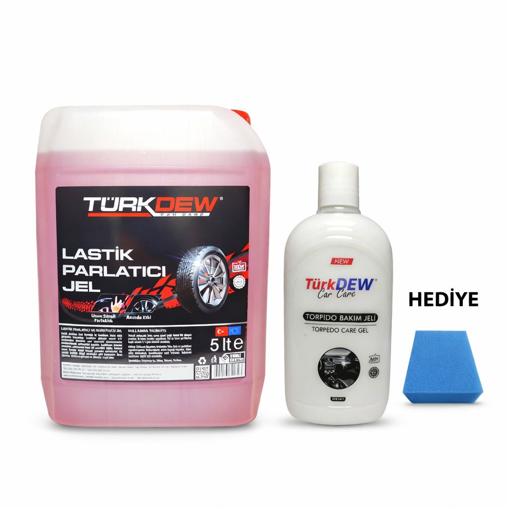 Lastik Parlatıcı Jel 5 Litre ve Torpido Bakım Jeli 500ml (Hediye Sünger)