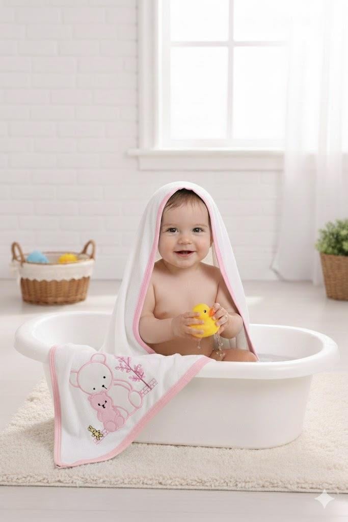 Kız Bebek Silgi HavluTeddy Yumuşak Pamuk Bebek Havlusu | Unisex Yenidoğan Kundak, Banyo ve Kurulama Havlusu