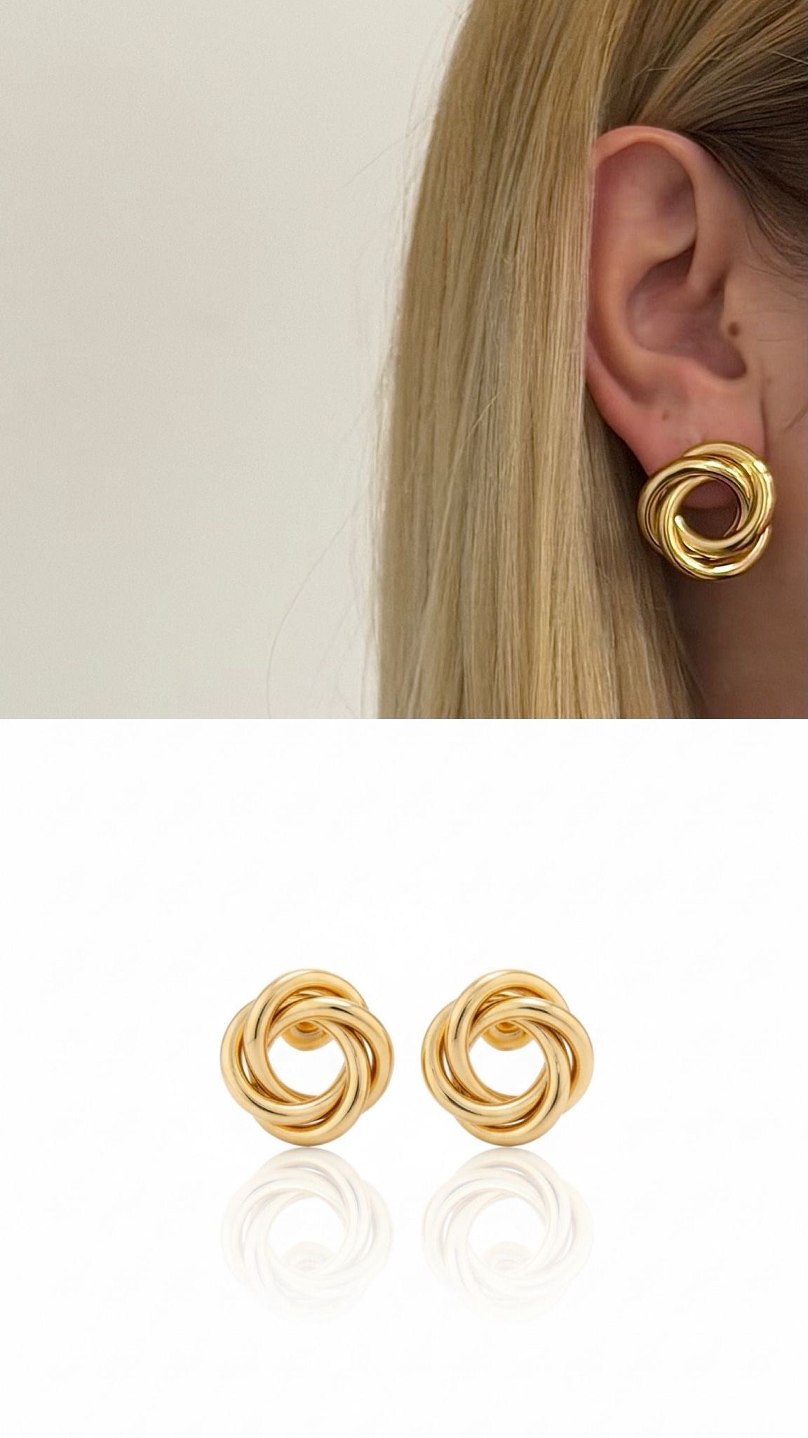 gold yuvarlak halat küpe