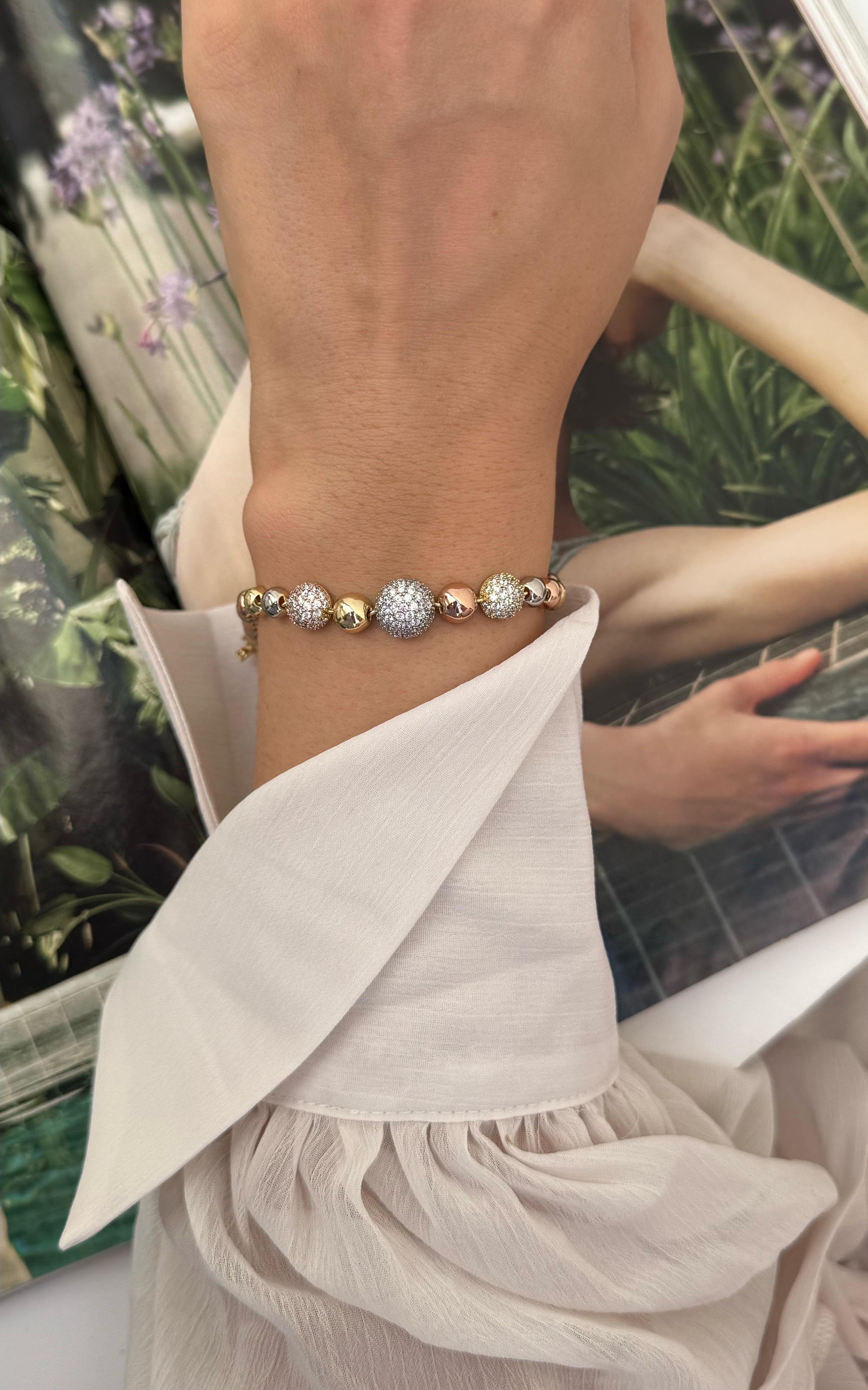 Xuping Gold-Silver-Rose Topçuk Detaylı Bileklik