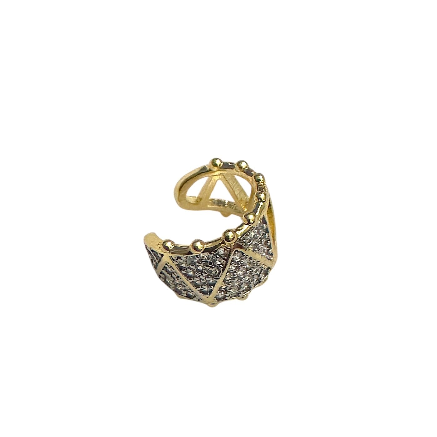 Earcuff Sıkıştırmalı Çelik Kıkırdak Küpe Üçgen Desenli Zirkon Taşlı Altın Renk         
