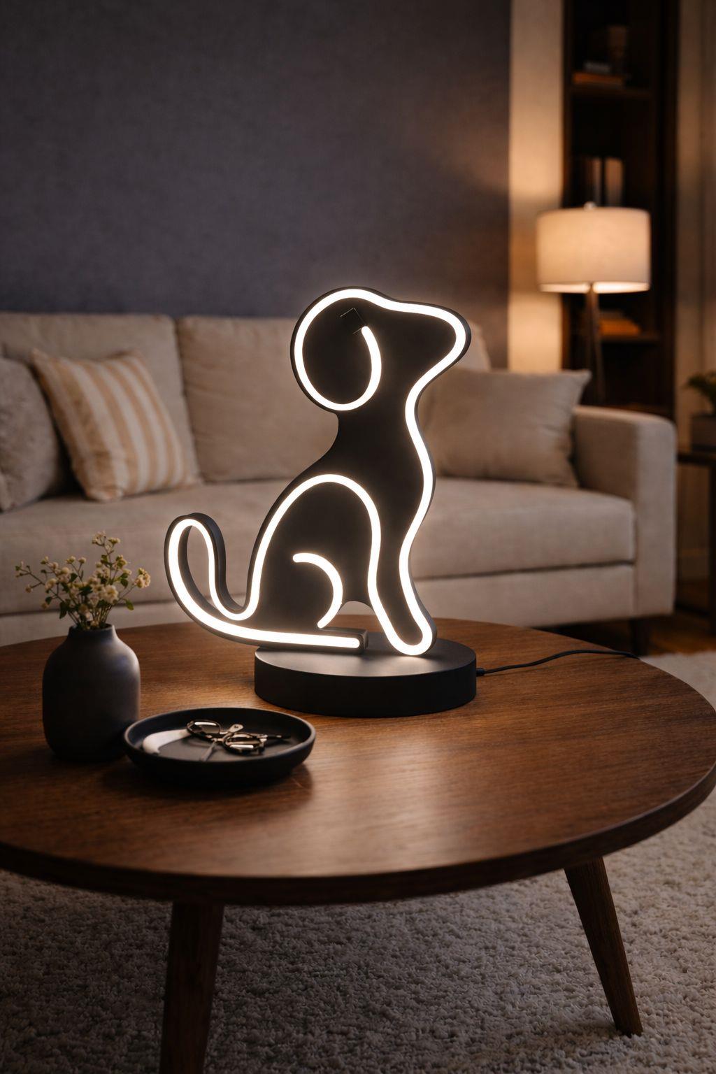 LEDLİ ABAJUR KÖPEK SİYAH