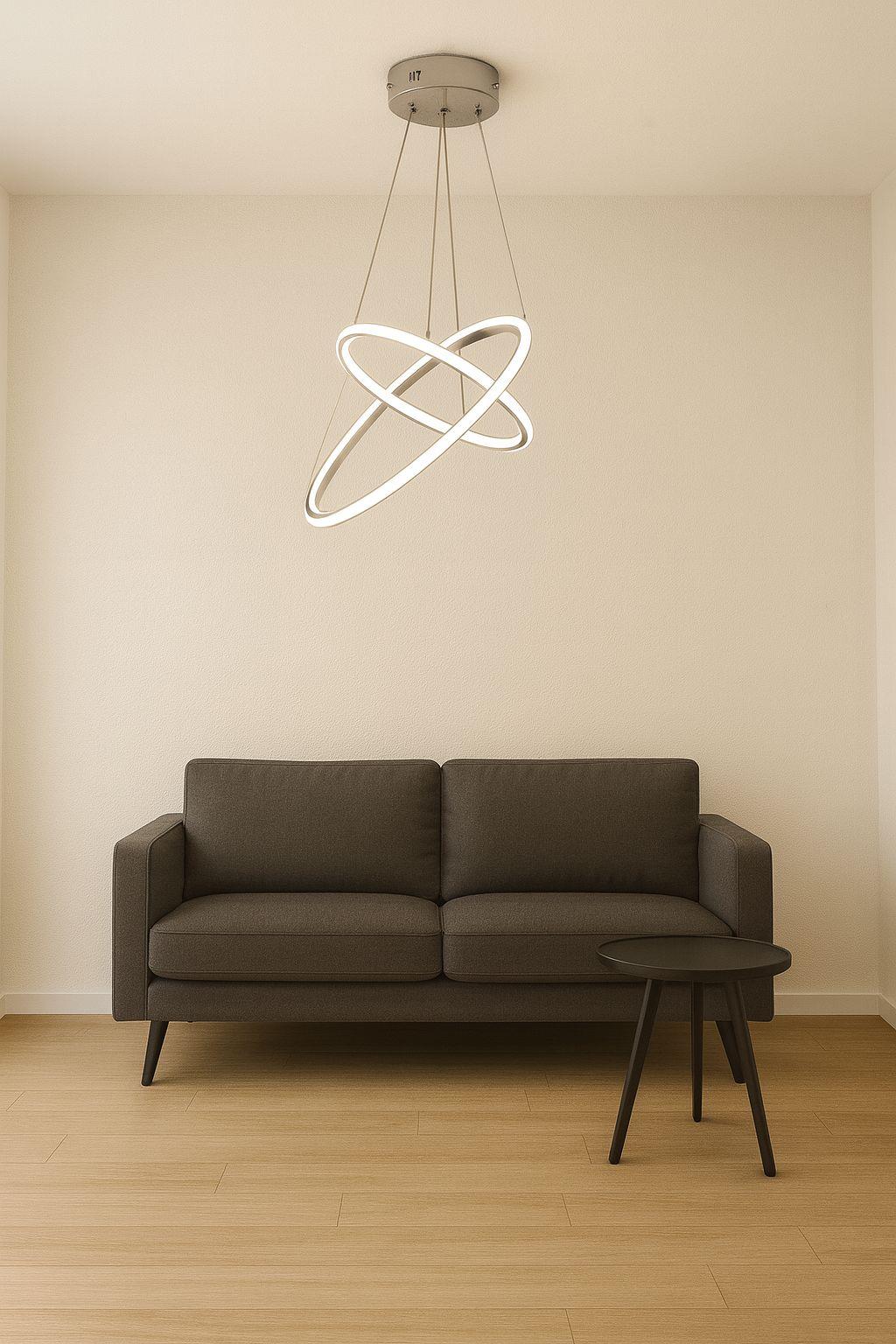 LEDLİ AVİZE HALKA 2 Lİ 2 KANAL 50+30 CM KROM