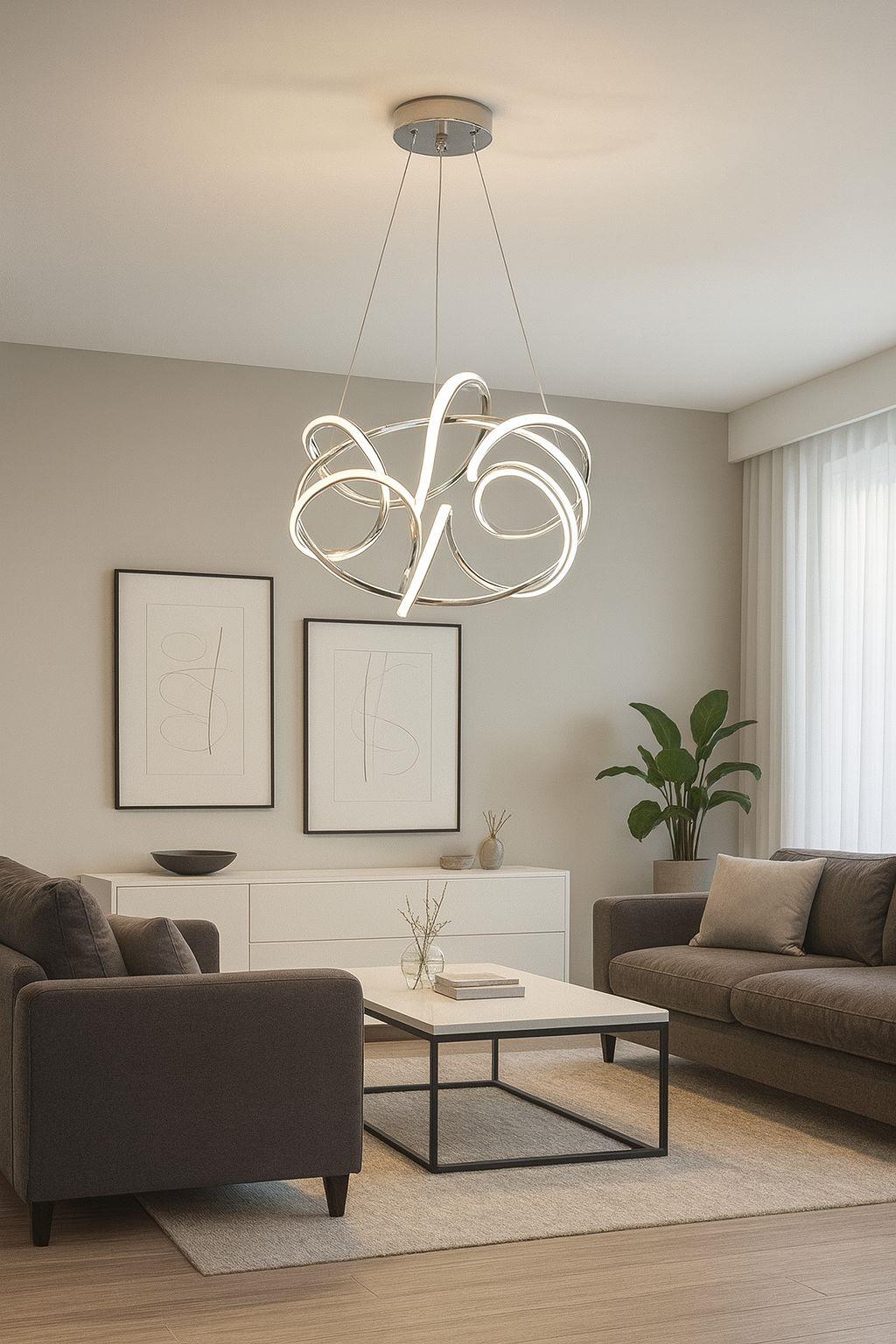 LEDLİ AVİZE YILDIZ ÇEMBERLİ KROM