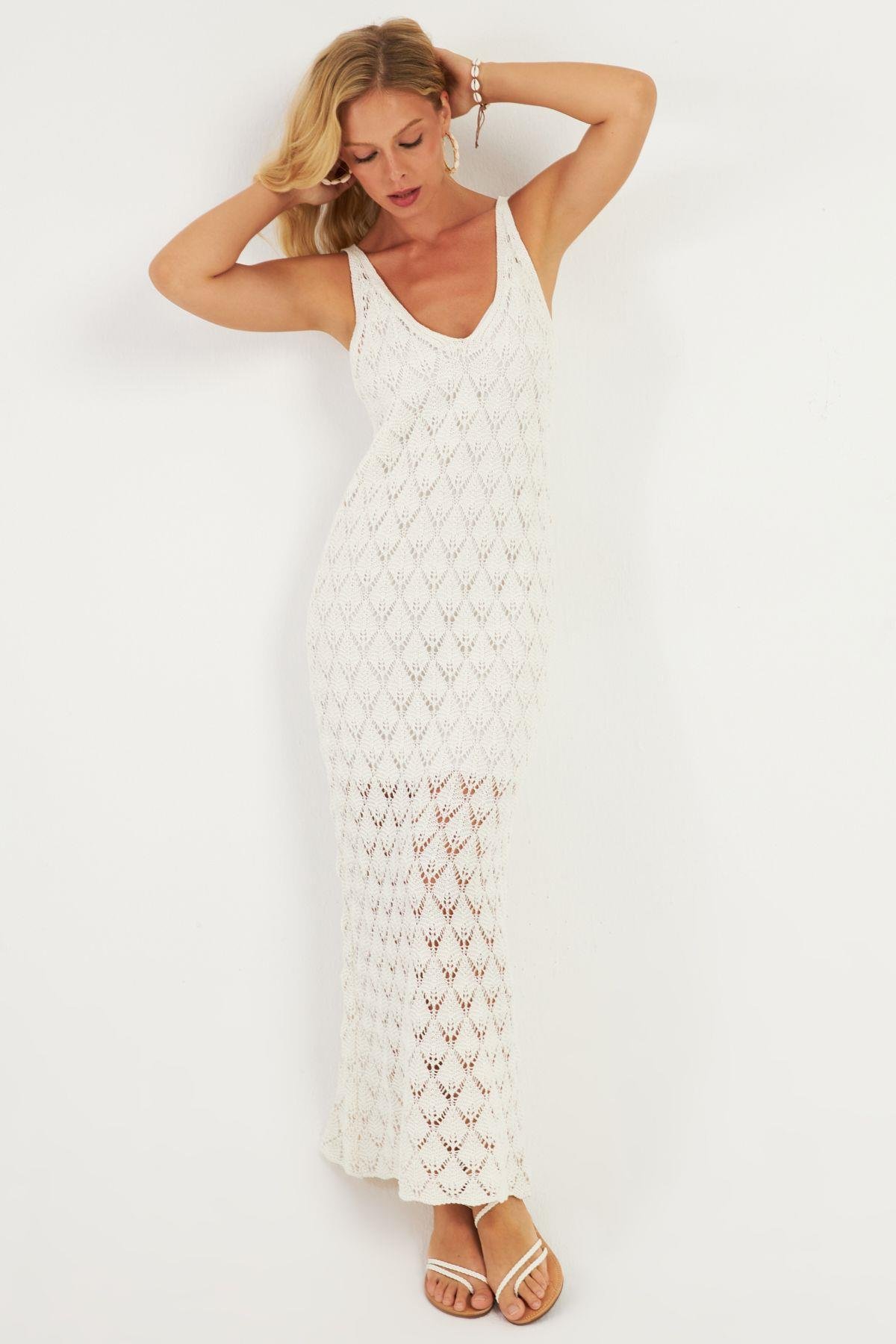 Kadın Siyah Astarlı Triko Maxi Elbise KZ3211