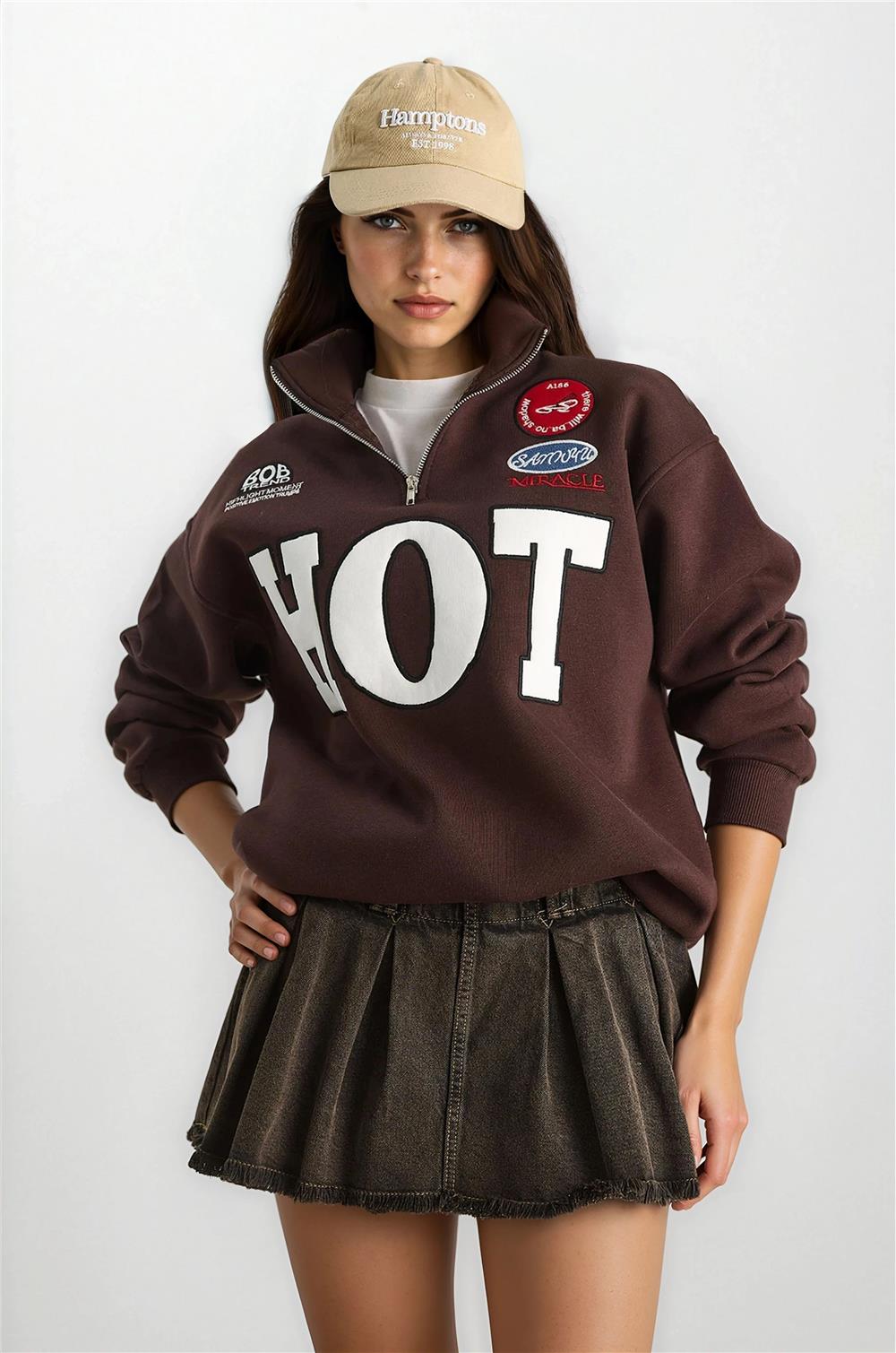 Acı Kahve Fermuarlı Sweatshirt