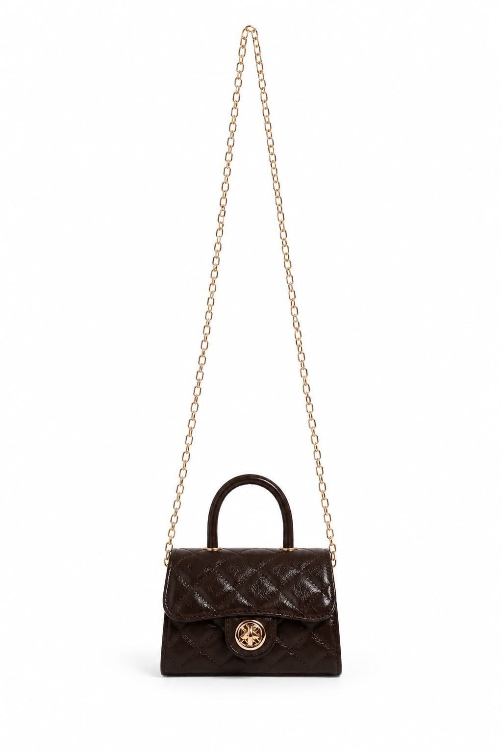 Acı Kahve Kapitone Kilitli Çanta