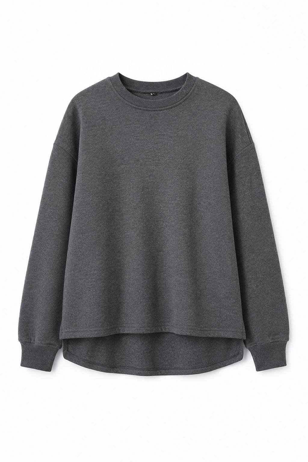 Antrasit Bisiklet Yaka Yırtmaçlı Sweatshirt