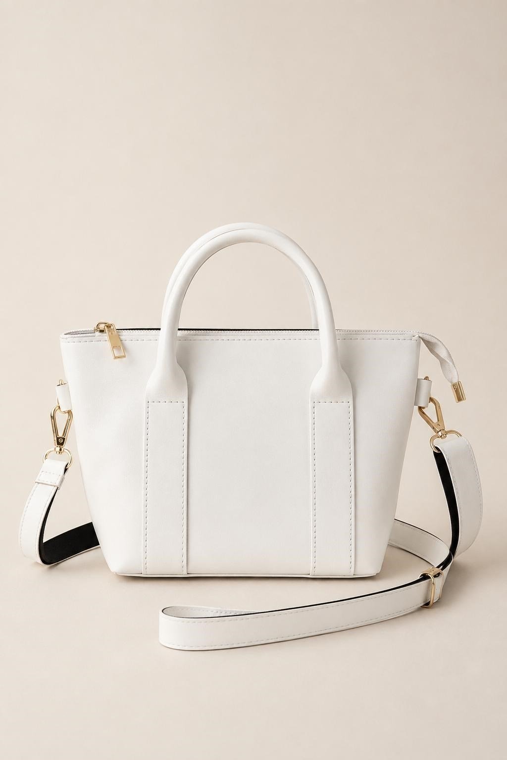 Beyaz Mini Tote Omuz Çantası