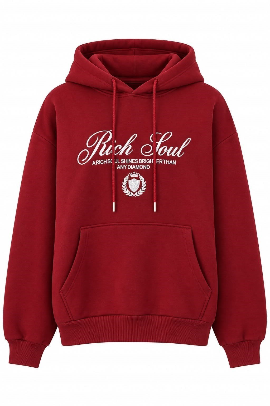 Bordo Baskılı Oversize Kapüşonlu Sweatshirt