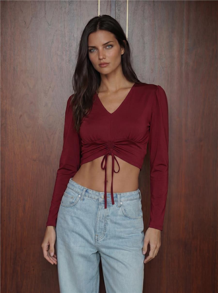 Bordo Sandy Crop Bluz