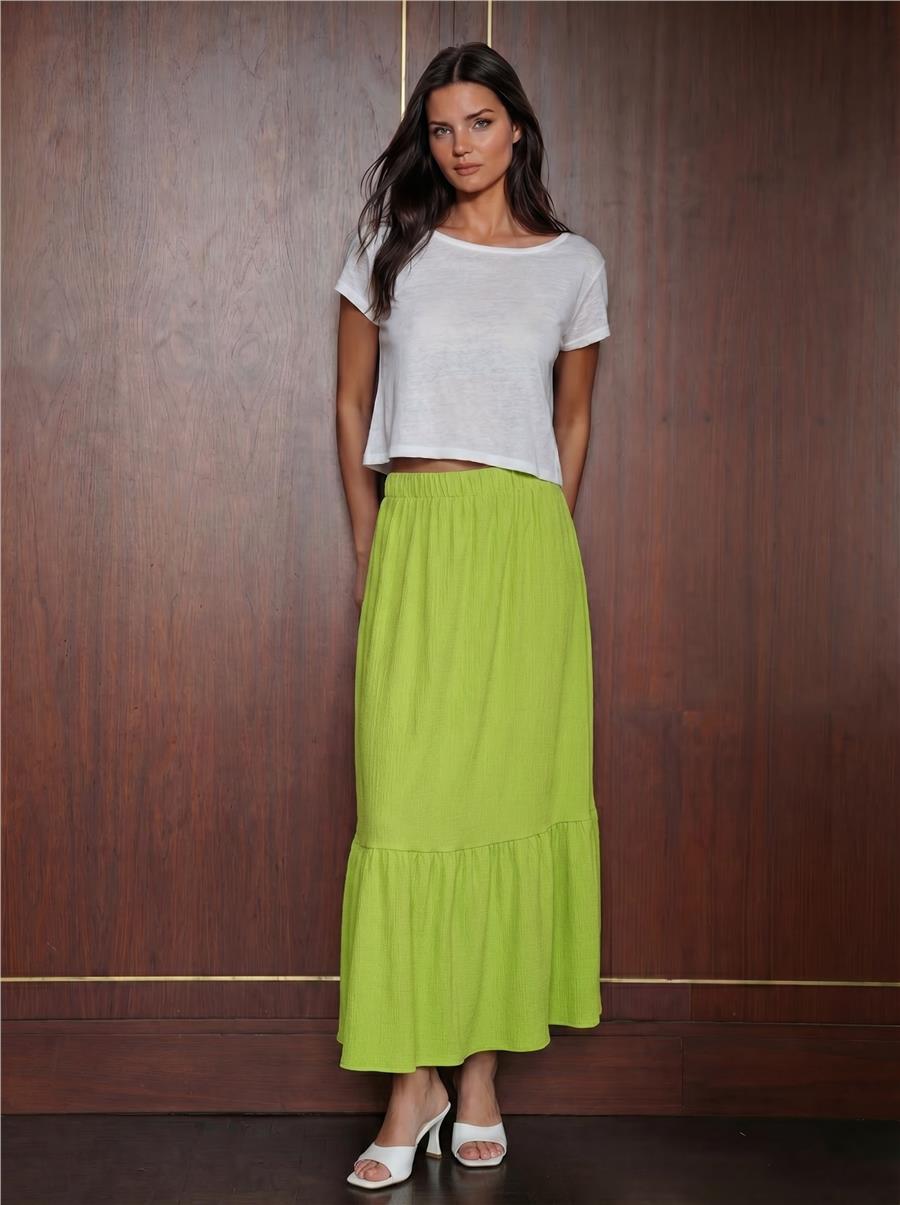 1886 Uzun Örme Etek - E.Yeşil