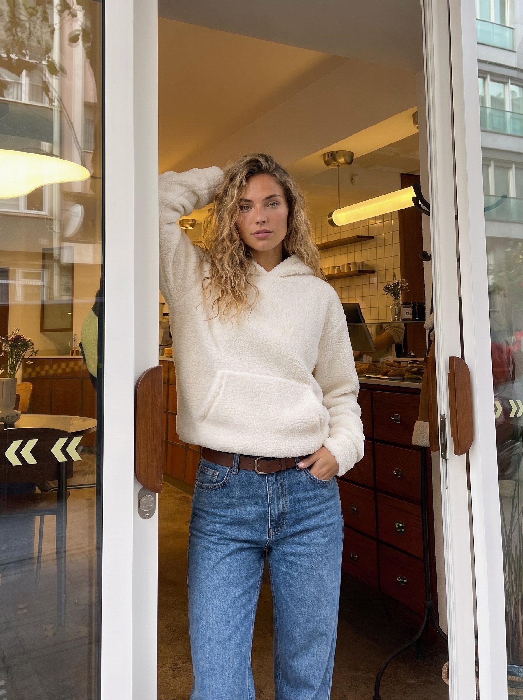 Ekru Kapüşonlu Welsoft Sweatshirt