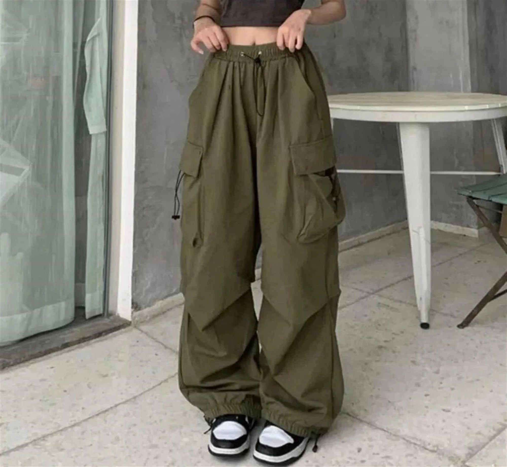 Haki Y2K Extra Salaş Kargo Cepli Pantolon