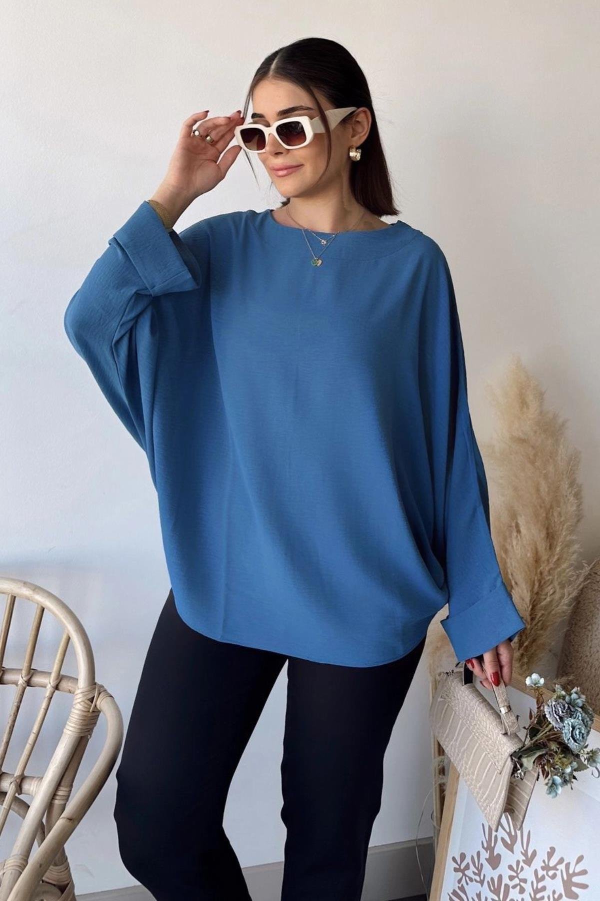 İndigo Airobin Salaş Bluz