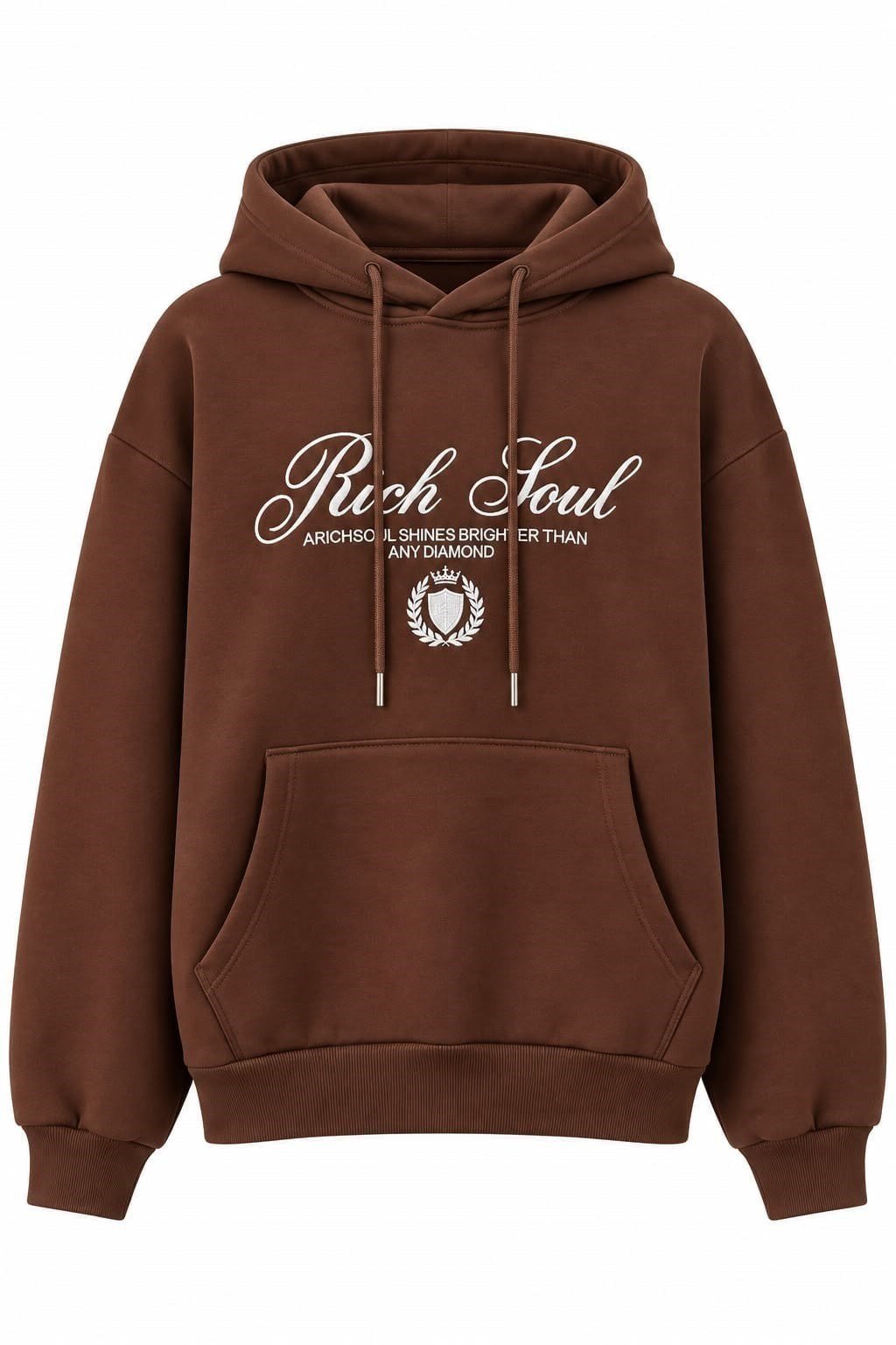 Kahverengi Baskılı Oversize Kapüşonlu Sweatshirt