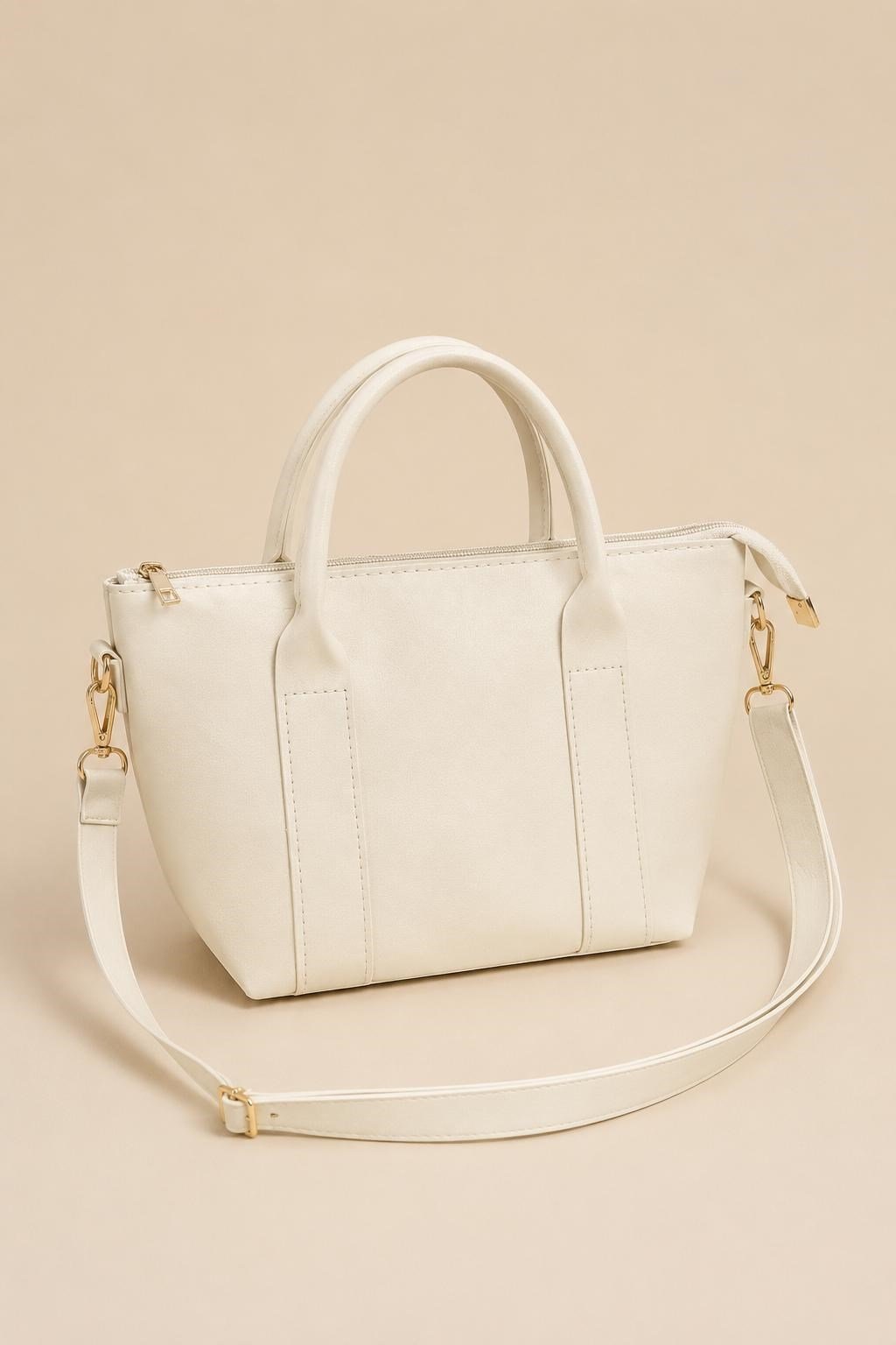 Krem Mini Tote Omuz Çantası