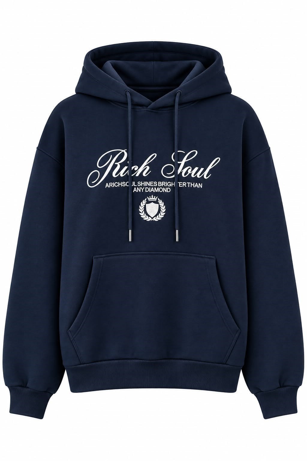 Lacivert Baskılı Oversize Kapüşonlu Sweatshirt