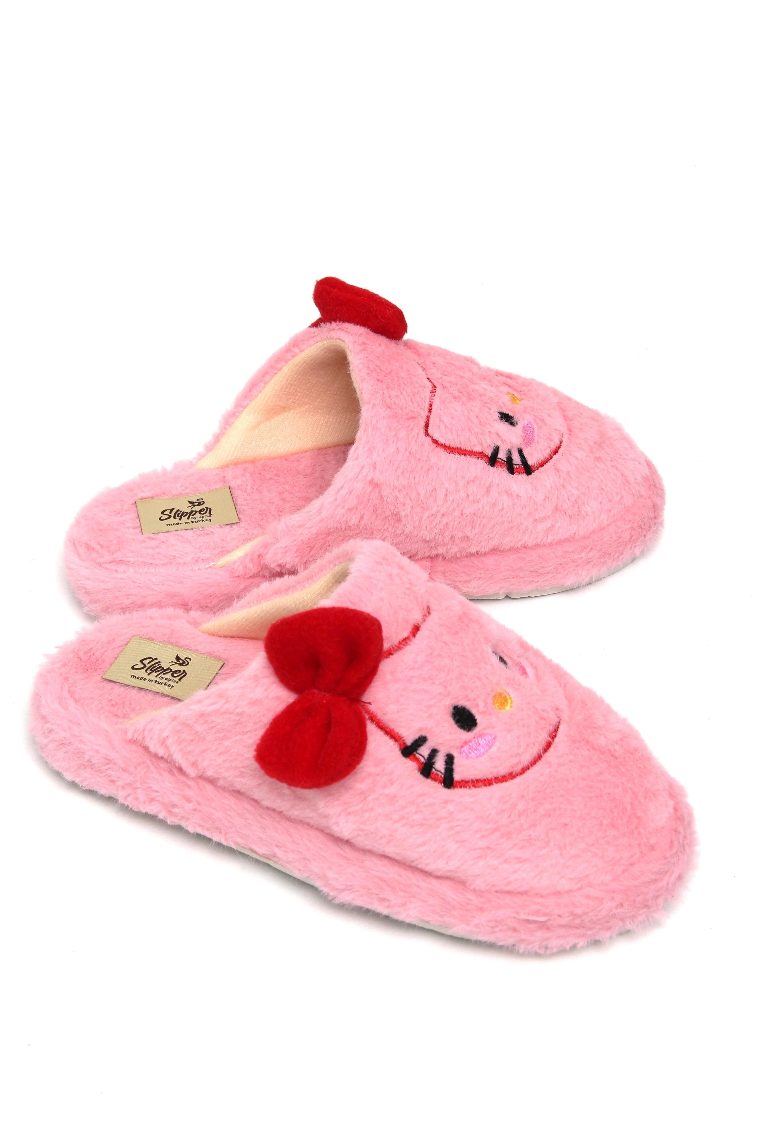 Pembe Figürlü Peluş Ev Terliği