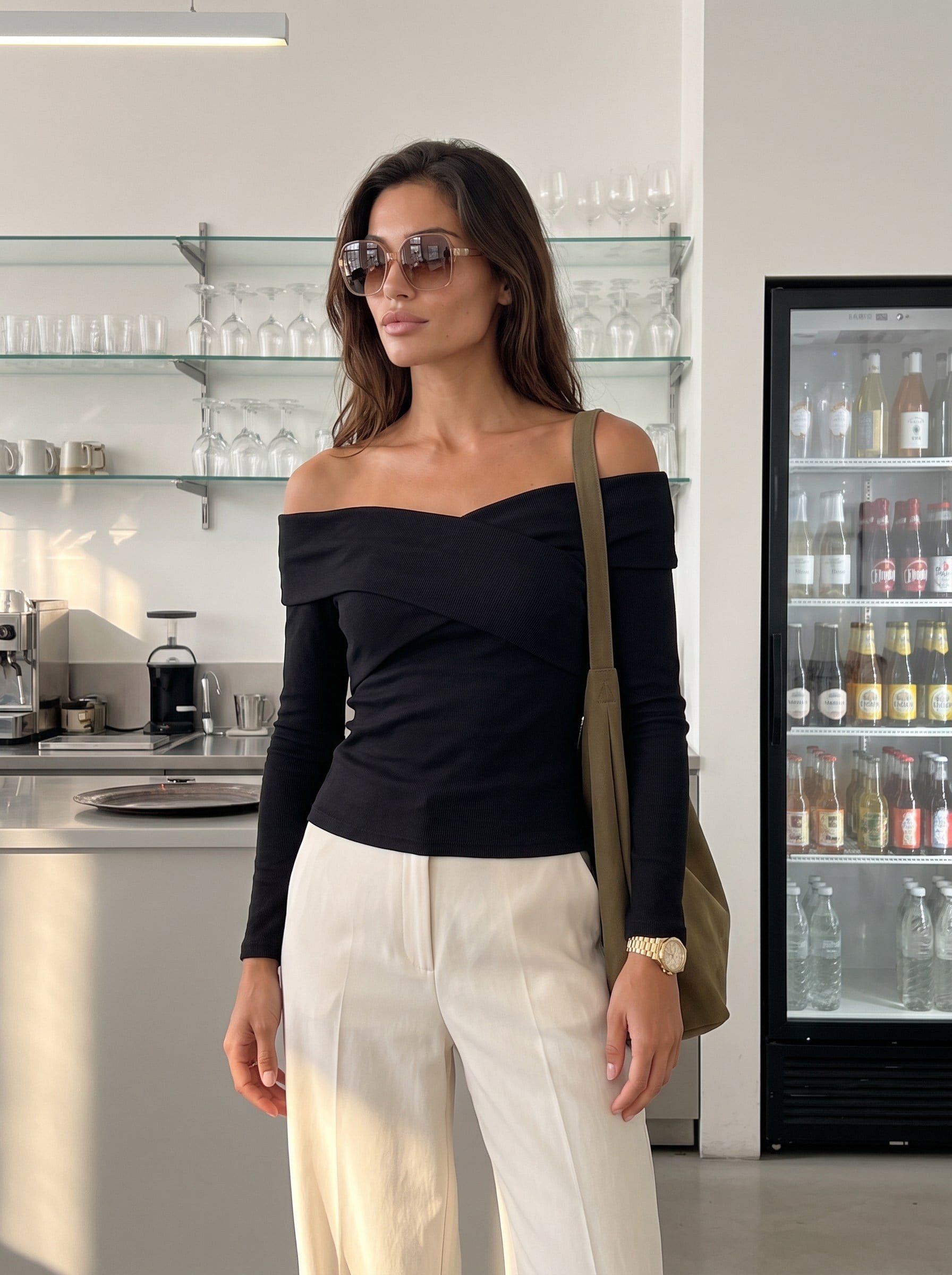Siyah Çapraz Yaka Ottoman Bluz