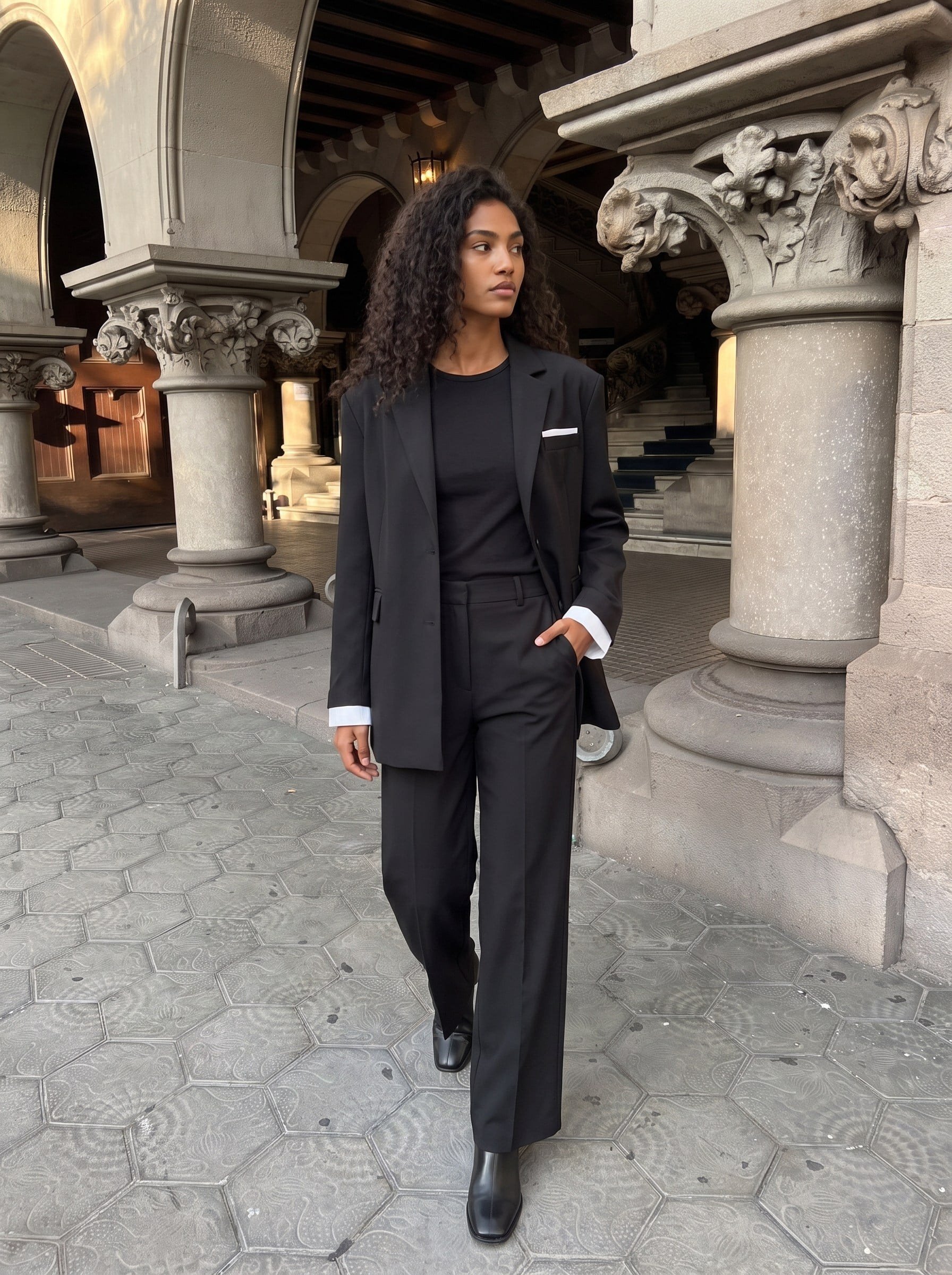 Siyah Oversize Ceketli Takım
