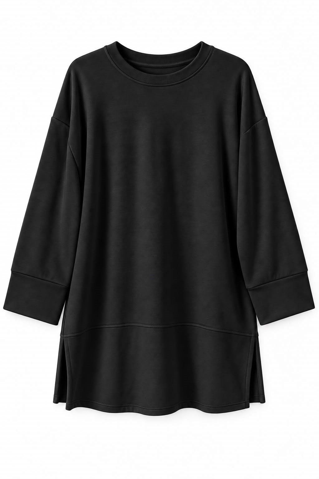 Siyah Oversize Manşet Detaylı Tunik
