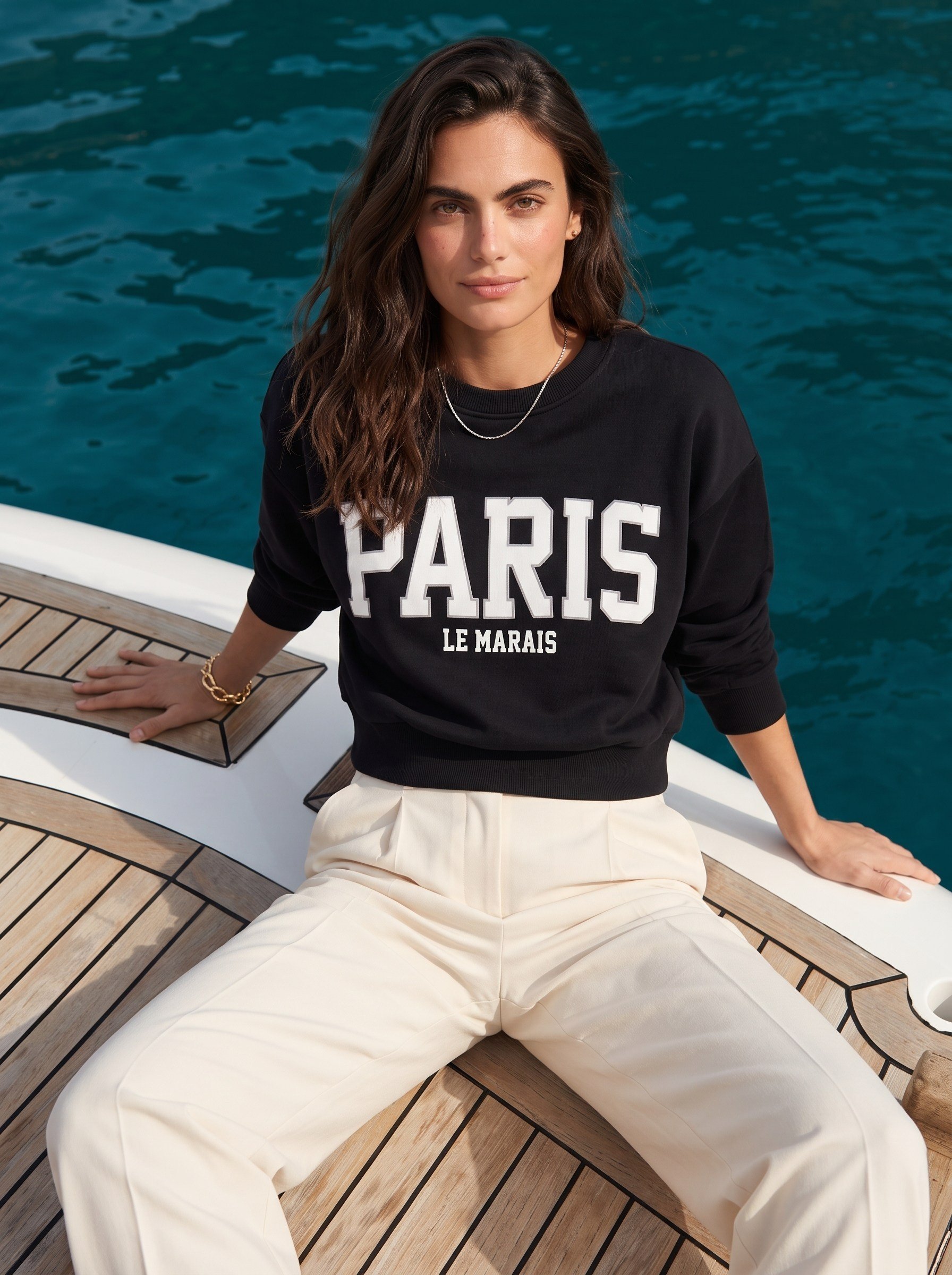 Siyah Paris Baskılı Sweatshirt