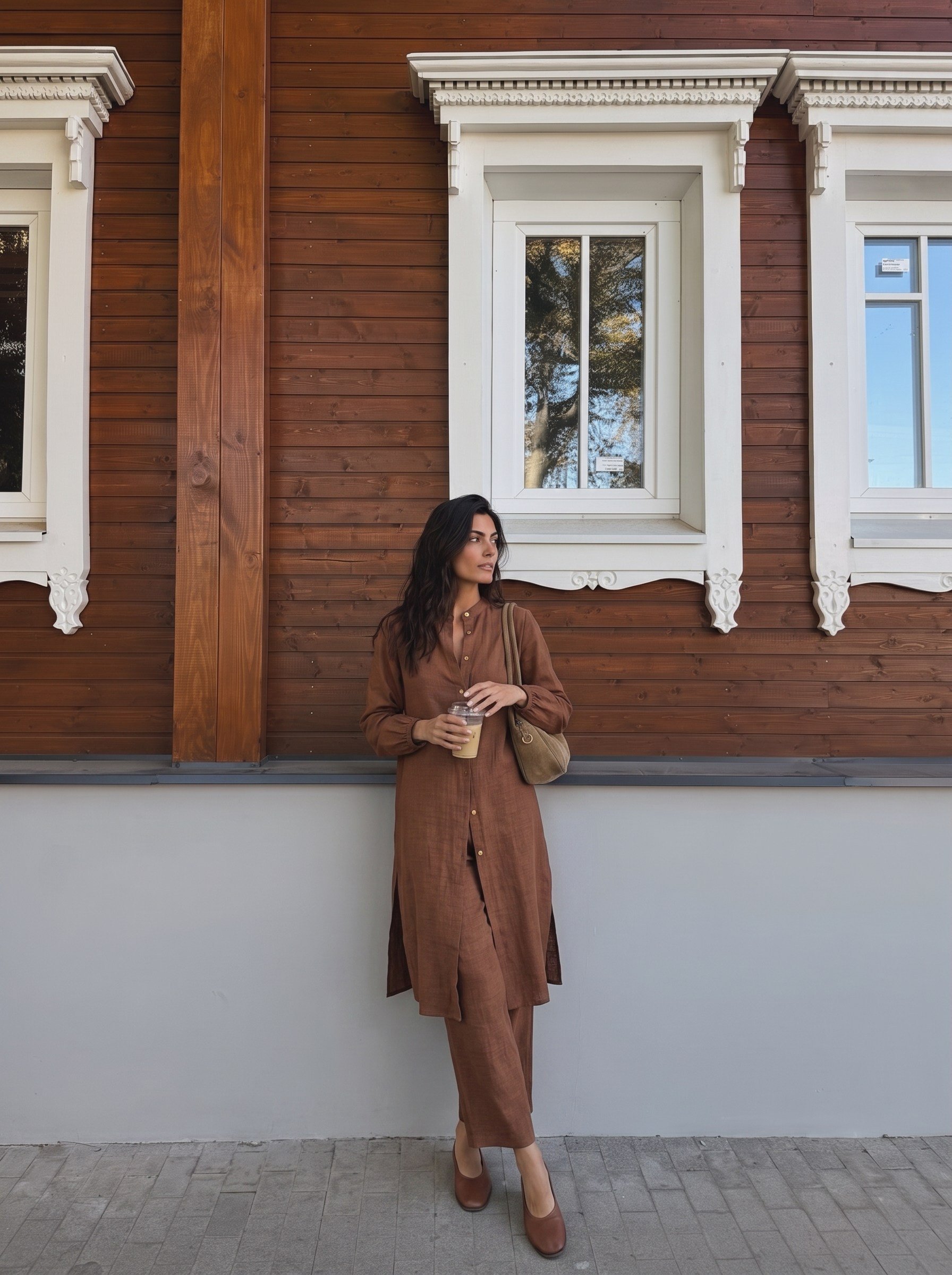 Taba Düğmeli Tunik Pantolon Takım