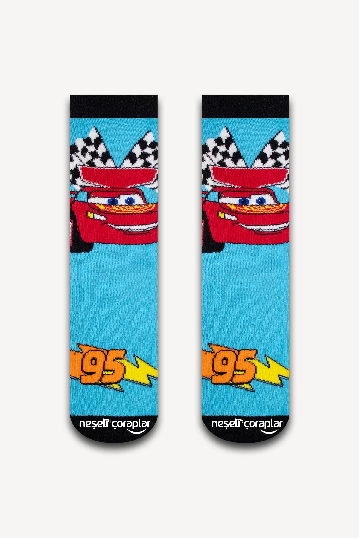Şimşek Mcqueen Renkli Çocuk Çorap