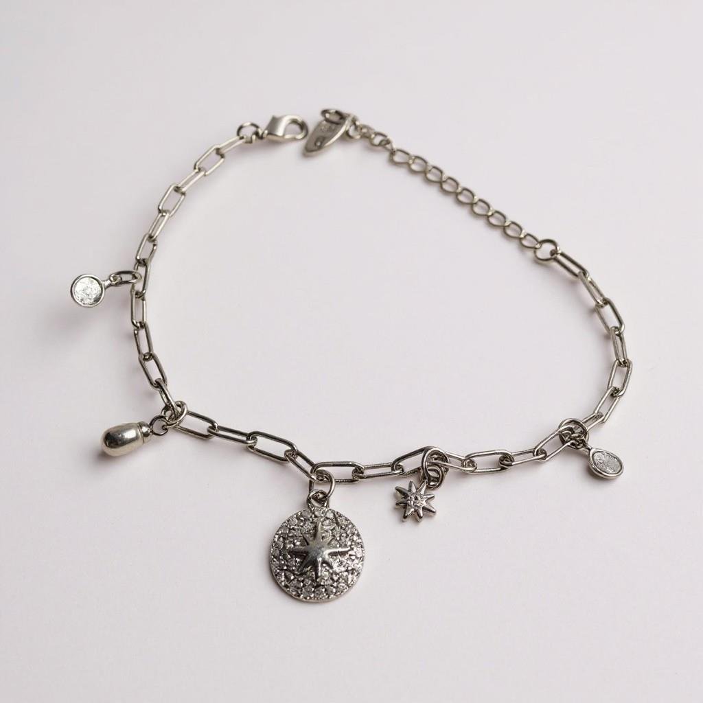 Özel Seri VİP Kalite Kuzey Yıldızı Charm Sallantılı Silver Bileklik