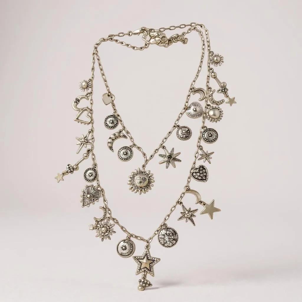 Silver Charm Detaylı Kolye