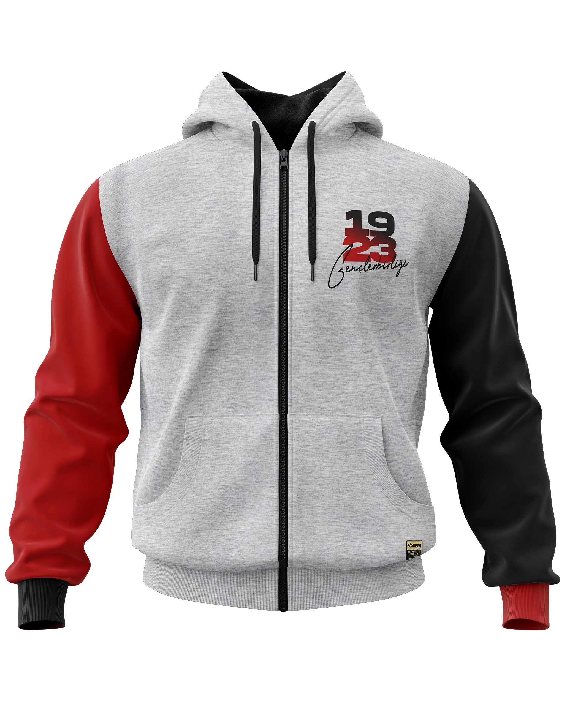 Gençlerbirliği 1923 Baskılı Gri Fermuarlı Hoodie