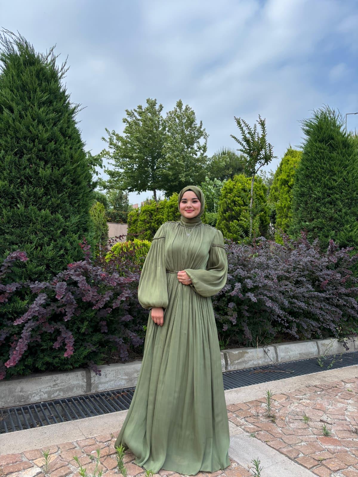 DMN ÖZ DUMAN BONCUKLU ABİYE 