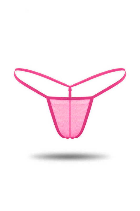 Kadın Pembe Tül Detaylı Tanga Külot