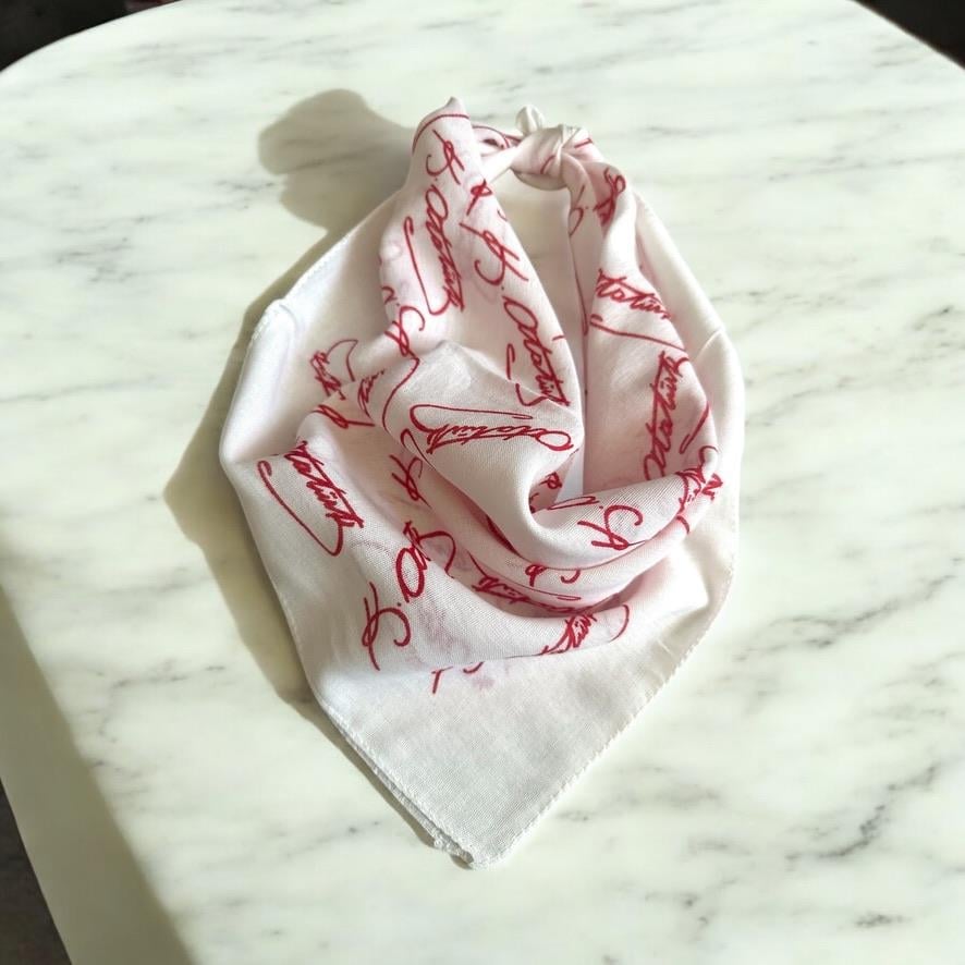 Atatürk Imzalı Beyaz Renk Unisex Cotton Bandana 
