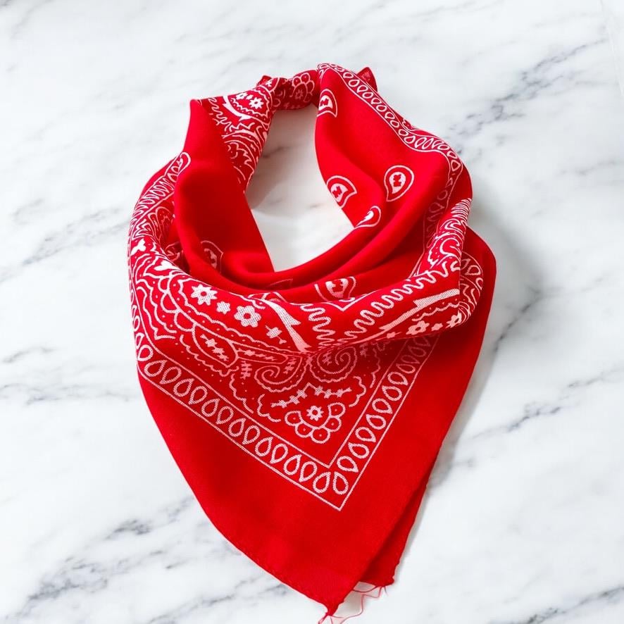 Kırmızı Renk Etnik Desenli %100 Koton Bandana, Saç Bandı